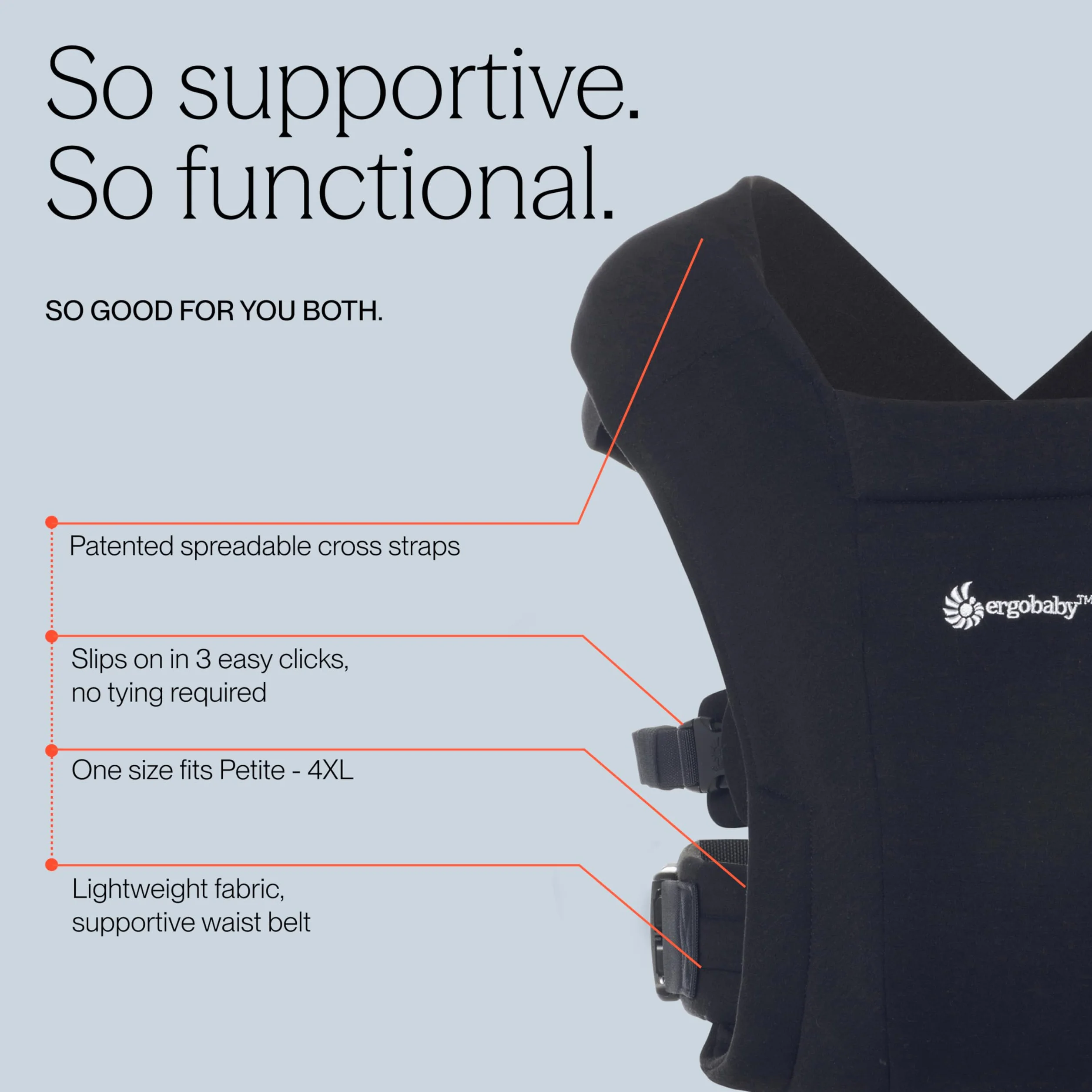 Ergobaby Embrace Ergonomiczne Nosidełko z Pasem Biodrowym, Czarny