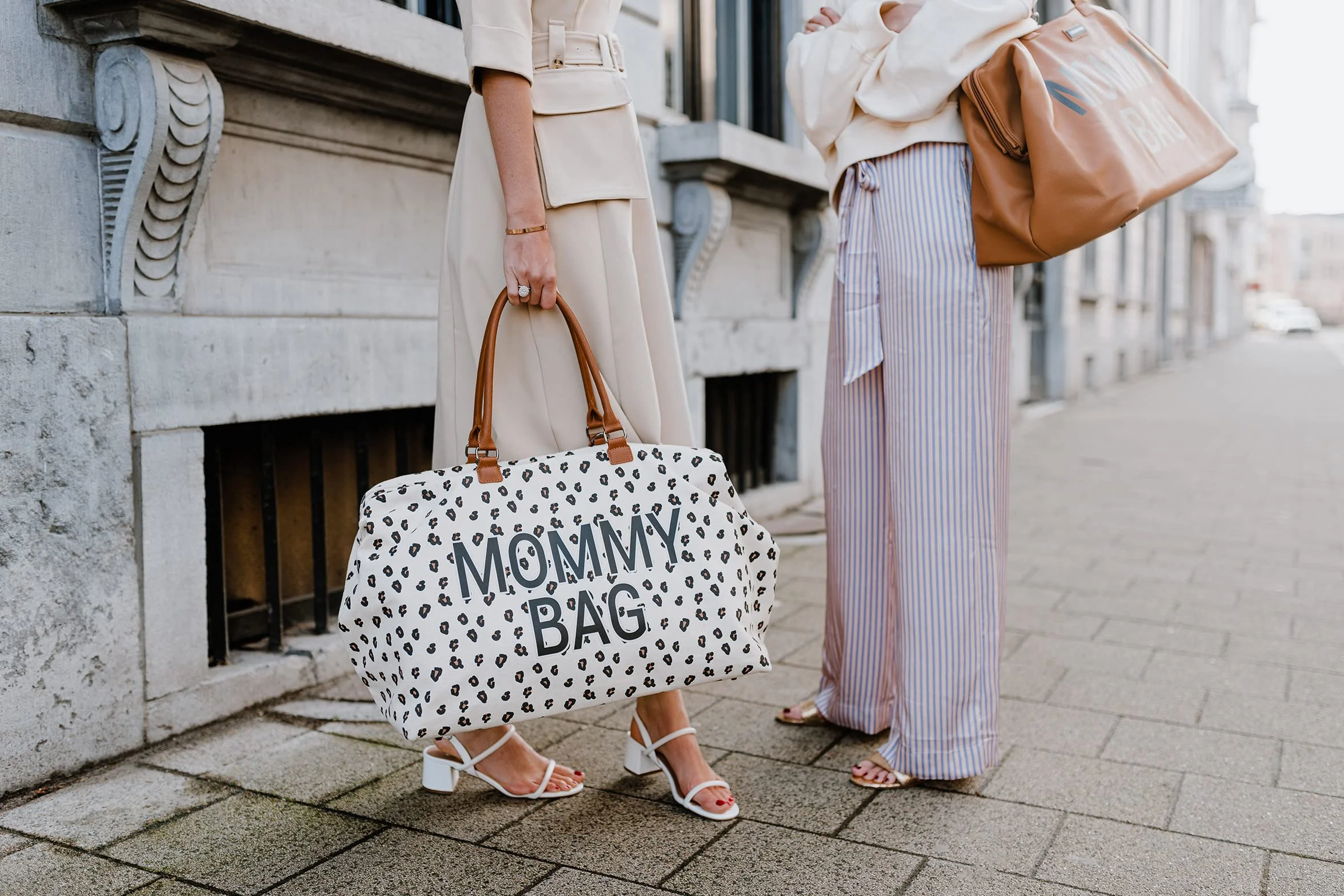 CHILDHOME, Mommy Bag, torba na pieluchy, dla kobiet w ciąży, torba podróżna, duża pojemność, mata do przewijania, regulowany pasek na ramię, izolowana kieszeń, przejście na walizkę, lampart