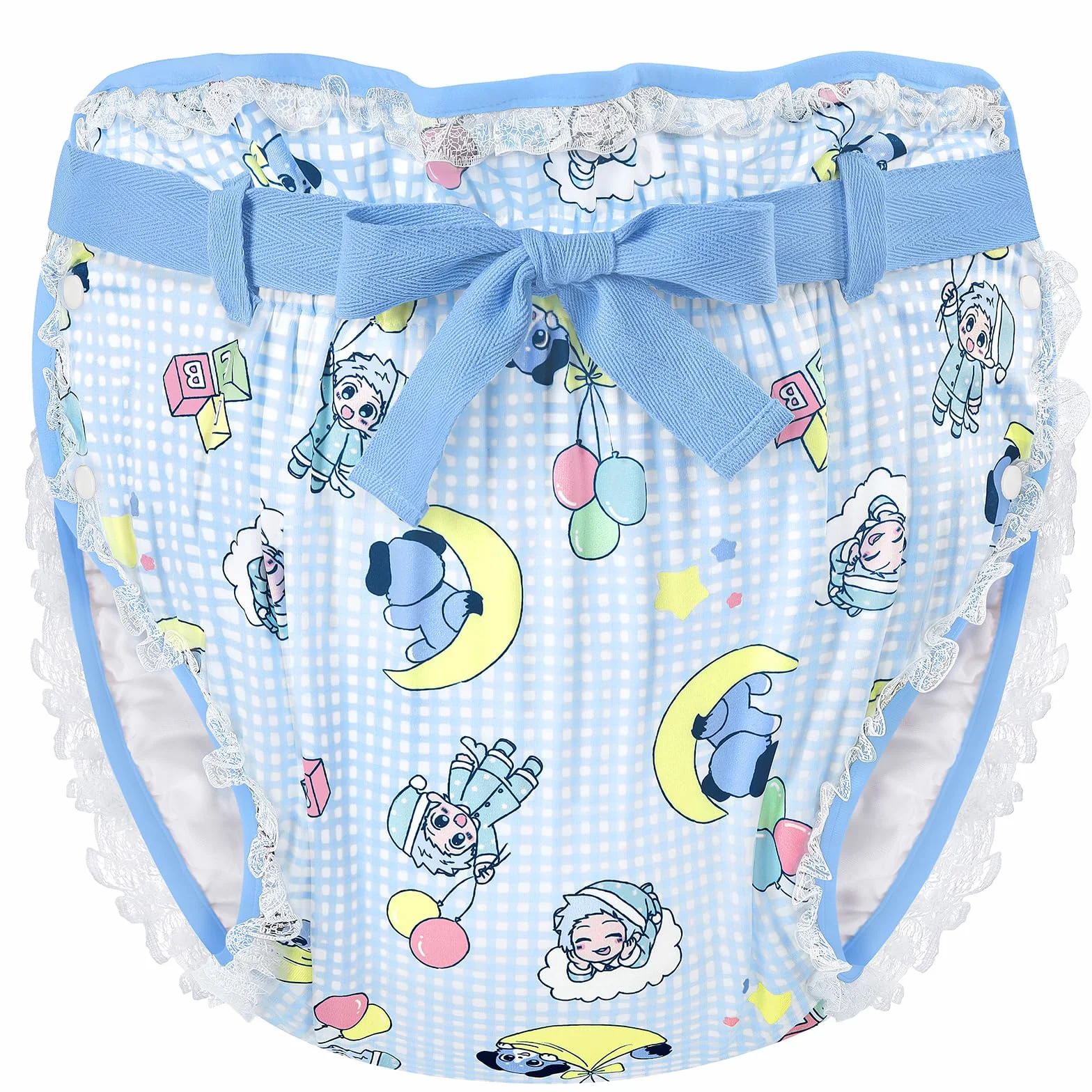 LittleForBig Jedwabisty pasek dla dorosłych Omutsu pieluchy, poszewka, nadaje się do prania, regulowany, wielokrotnego użytku, wodoszczelny, niebieski (Little Blue)