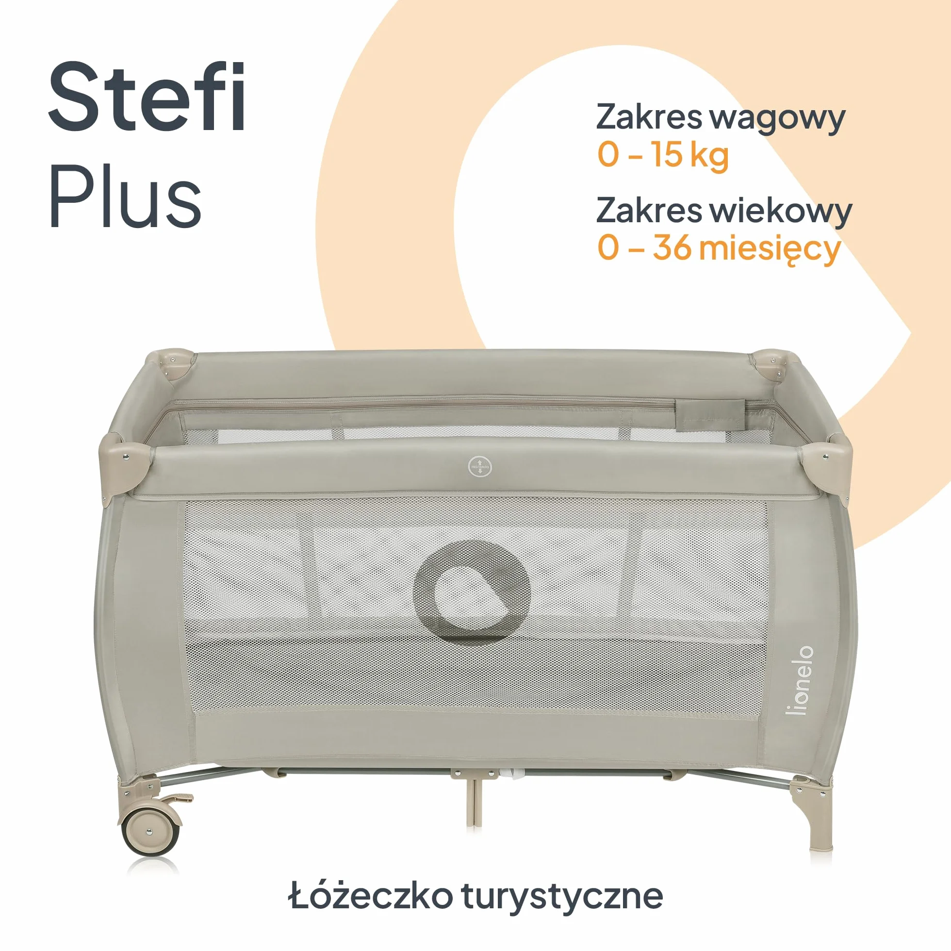 LIONELO Stefi Plus łóżeczko turystyczne 2 w 1 do 15 kg, łóżko dziecięce z materacem, boczne wejście z zamkiem błyskawicznym, wysokiej jakości materac piankowy, szybkie składanie
