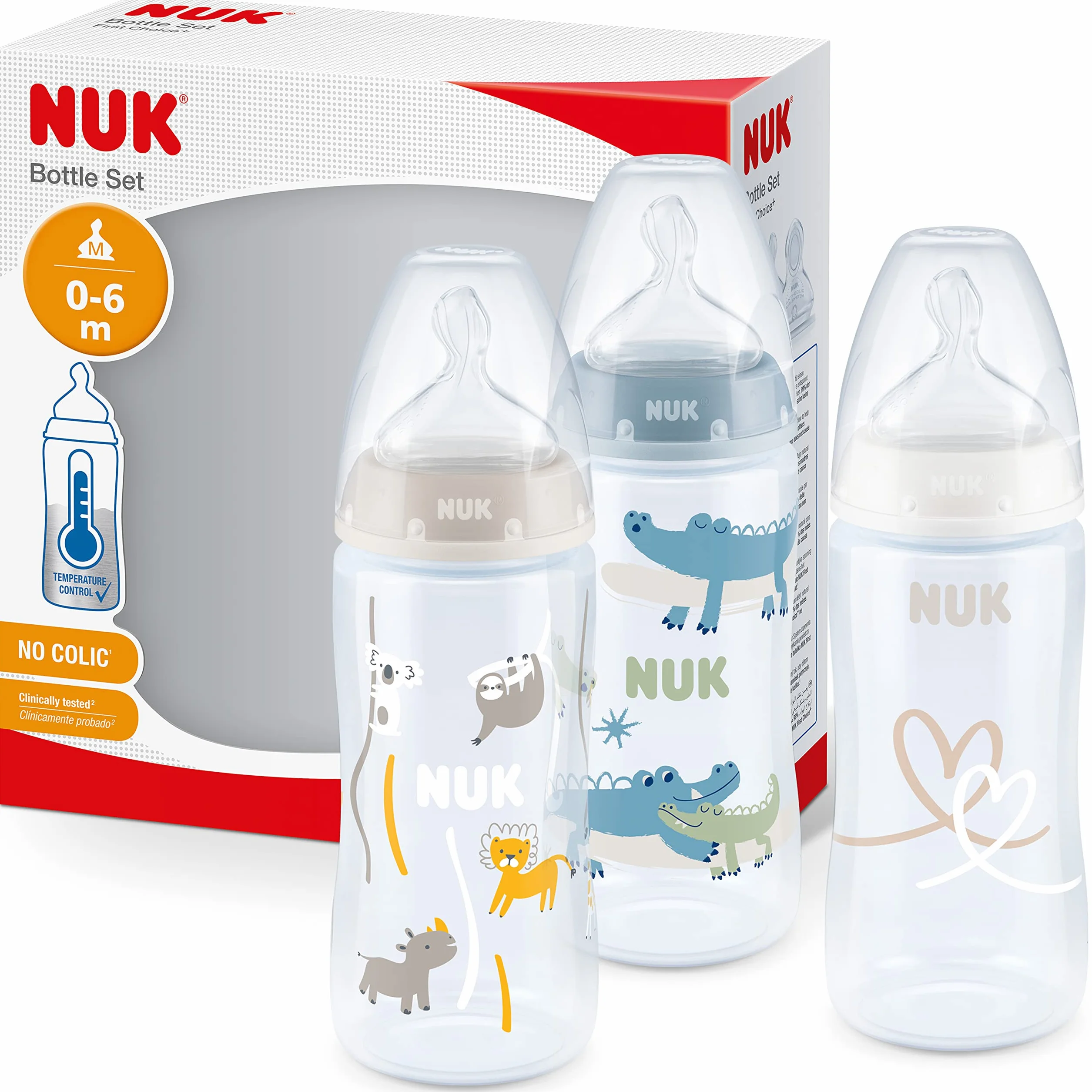 NUK First Choice Butelka dla niemowląt 300 ml 0–6 miesięcy Antykolkowa Silikonowy Smoczek Bez BPA