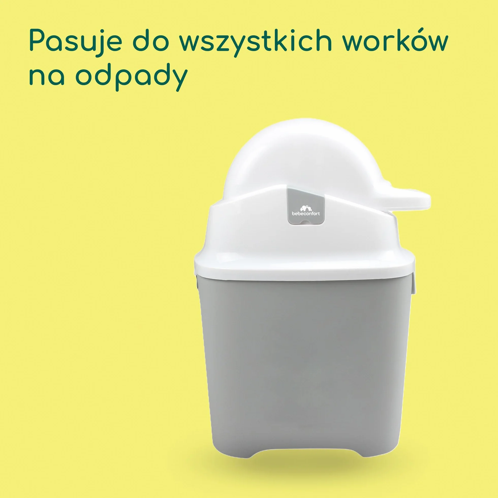 Bebeconfort Bezzapachowy Pojemnik na Pieluchy Rozmiar L, Pojemnik na Pieluchy, Pasuje do Wszystkich Worków na Odpady, Mieści do 30 pieluch, Obsługa Jedną Ręką, Poręczne Wymiary, Łatwo się Czyści, Grey