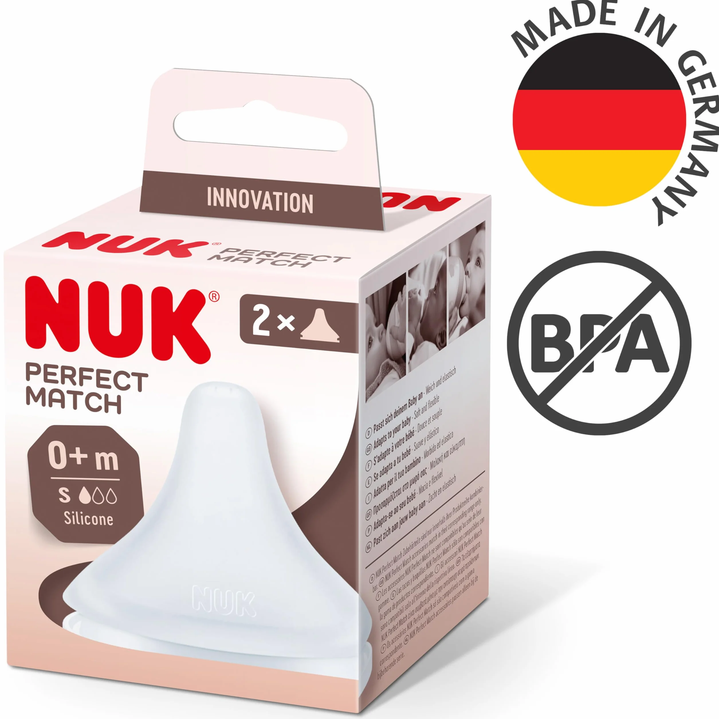 NUK Perfect Match smoczek do butelek dla niemowląt 0+ miesięcy silikonowy S 2 szt