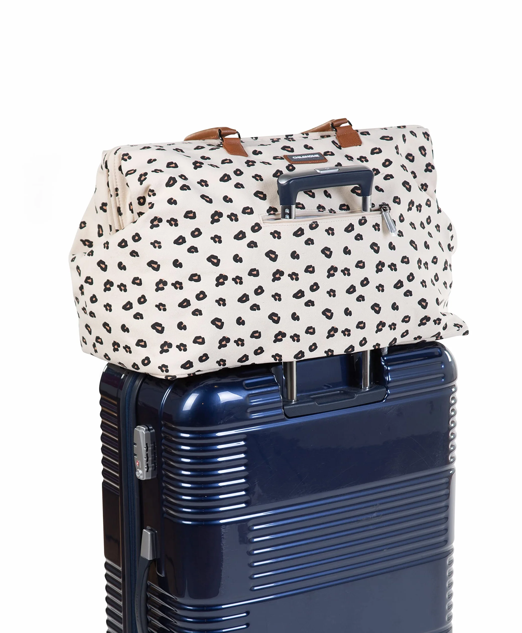 CHILDHOME, Mommy Bag, torba na pieluchy, dla kobiet w ciąży, torba podróżna, duża pojemność, mata do przewijania, regulowany pasek na ramię, izolowana kieszeń, przejście na walizkę, lampart