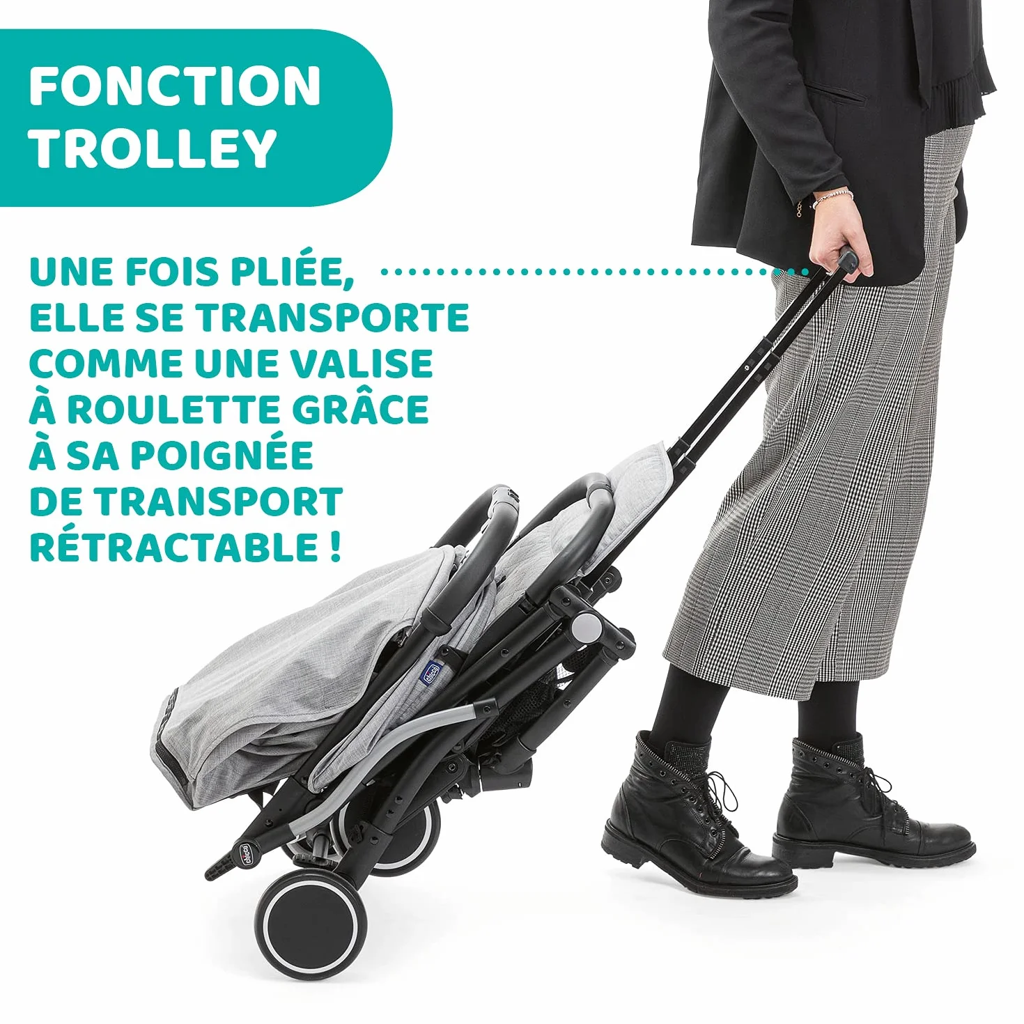 Chicco Trolley Me Lekki Wózek Spacerowy Dla Dzieci od Urodzenia do 15 kg, Rozkładane Oparcie, Składany jak Walizka, Kompaktowy Po Złożeniu, Koszyk, Okrycie Przeciwdeszczowe, Powiększana Budka