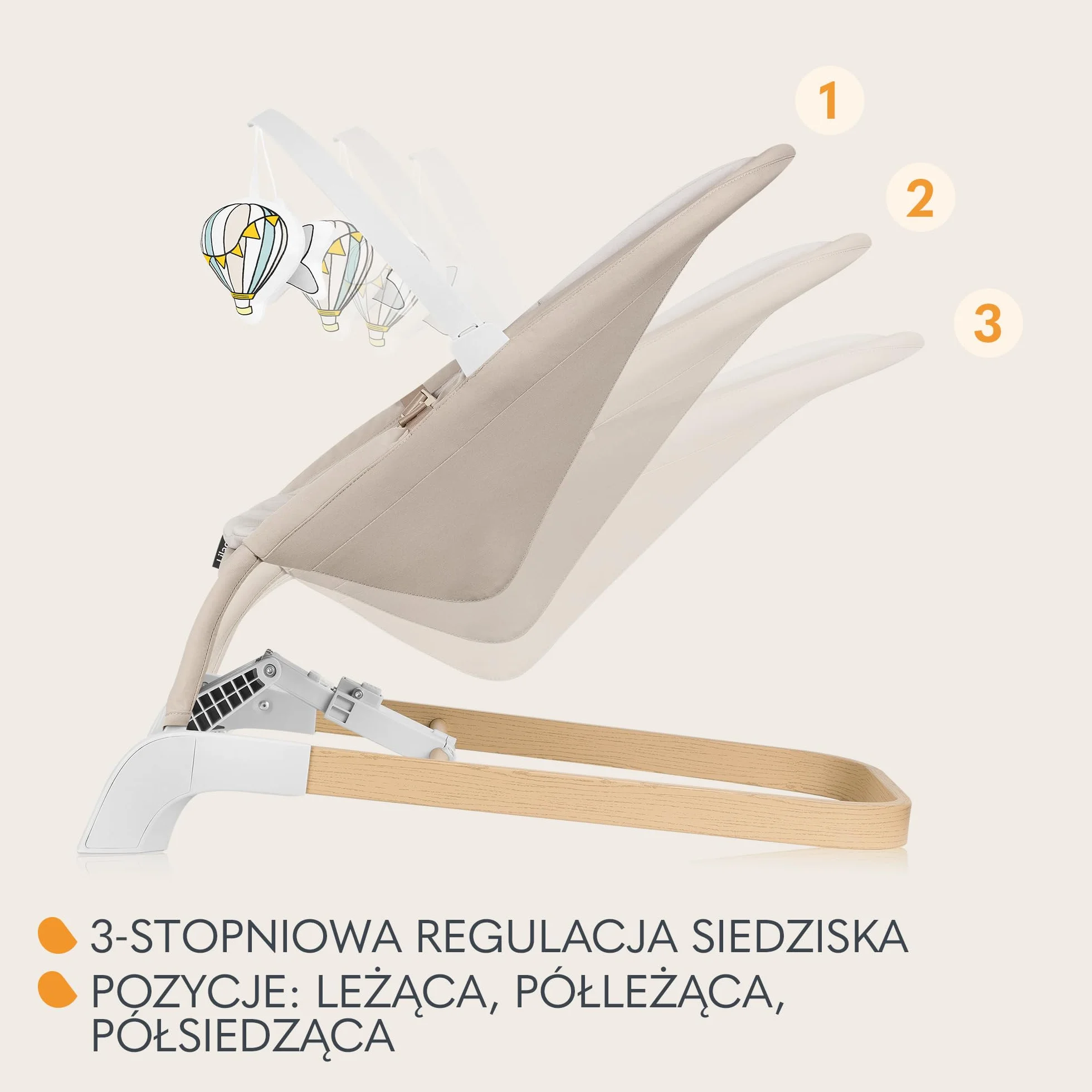 LIONELO LILAC Bujaczek i Leżaczek dla Niemowląt do 9 kg 0-6 miesięcy, Bujak 2 w 1 dla Dzieci, 2 Zabawki, Regulacja Pochylenia, 3 Punktowe Pasy Lekki 3,2 kg Składany na Płasko
