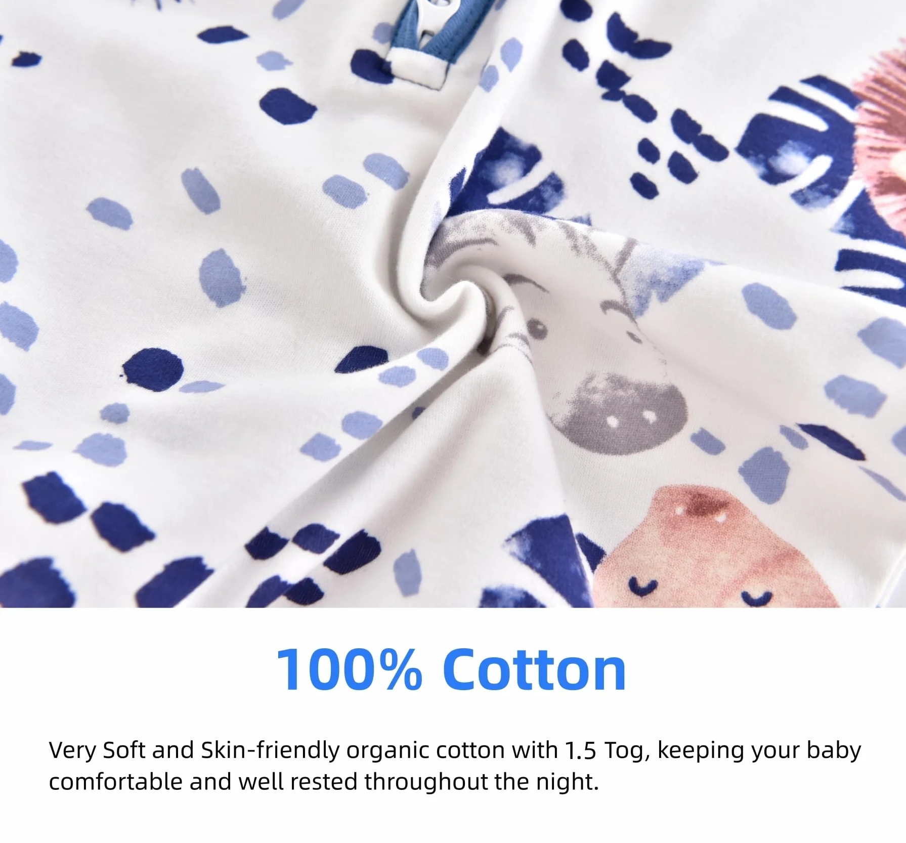 Chilsuessy śpiworek niemowlęcy z nogawkami, 1,5 TOG, 100% bawełna, całoroczny śpiworek dla dzieci, zebra, 80 cm / wzrost dziecka 85-95 cm