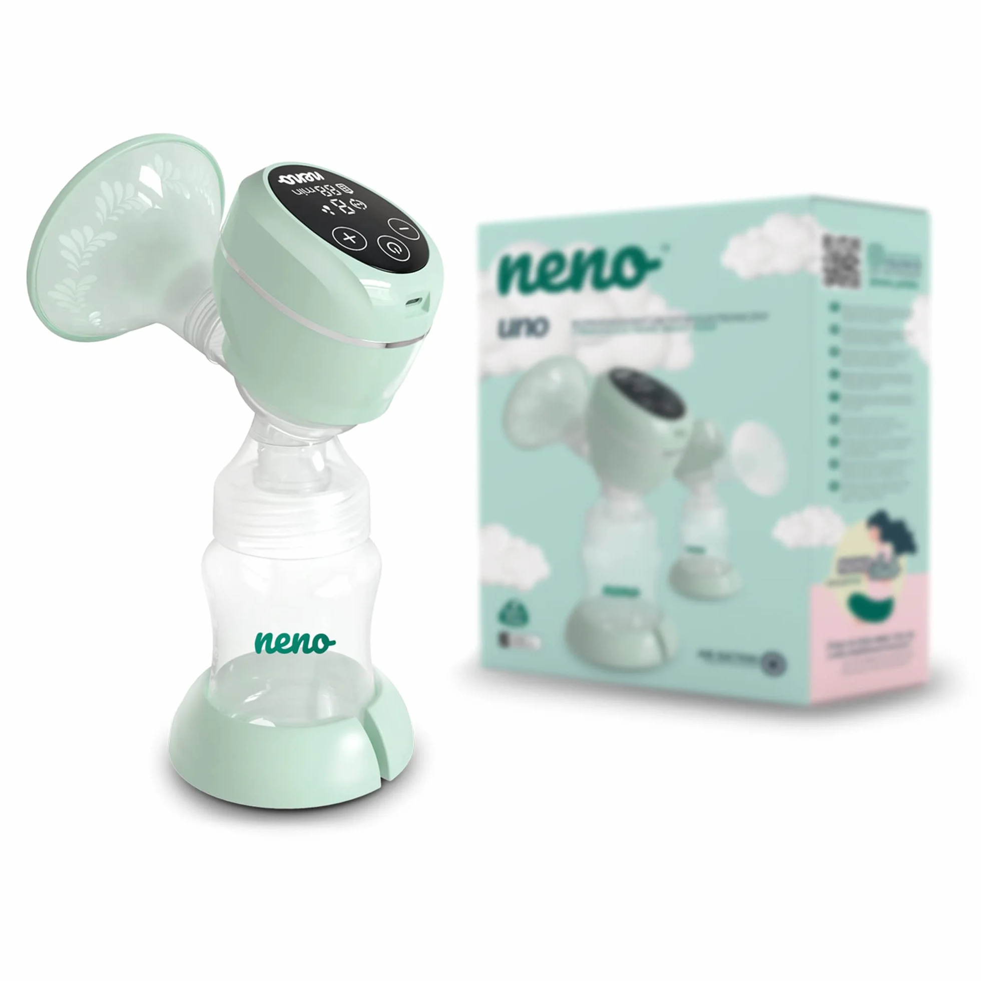 Neno® UNO, laktator z 2 trybami i 9 poziomami, elektroniczny automatyczny laktator, akumulator, elektryczny, ekran dotykowy