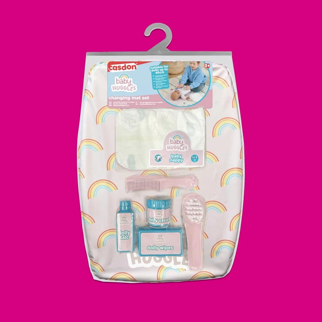 Casdon Changing Mat Set, Dolls Changing Mat & Care Set For Children Aged 3+, Includes Reusable Nappy, Brush, Pretend Talc & More!