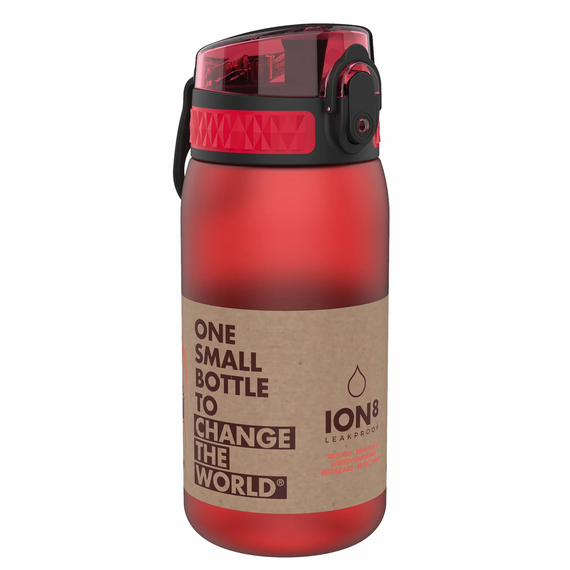 ION8 Butelka dla Dzieci, 350 ml/12 oz, Szczelna, Łatwa do Otwarcia, Bezpieczny Zamek, Można Myć w Zmywarce, Bez BPA, Uchwyt do Przenoszenia, Łatwa do Czyszczenia, Bezwonny, Czerwony