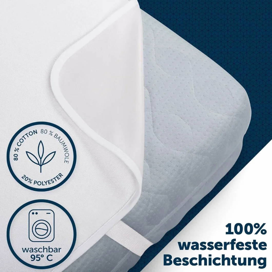 Blumtal Ochraniacz na materac 140 x 200 cm, zestaw 2 szt. – wodoszczelna nakładka na materac 70 x 140 cm z 80% bawełny – certyfikat Oeko-Tex. Podkładka na nietrzymanie moczu nadaje się do prania w