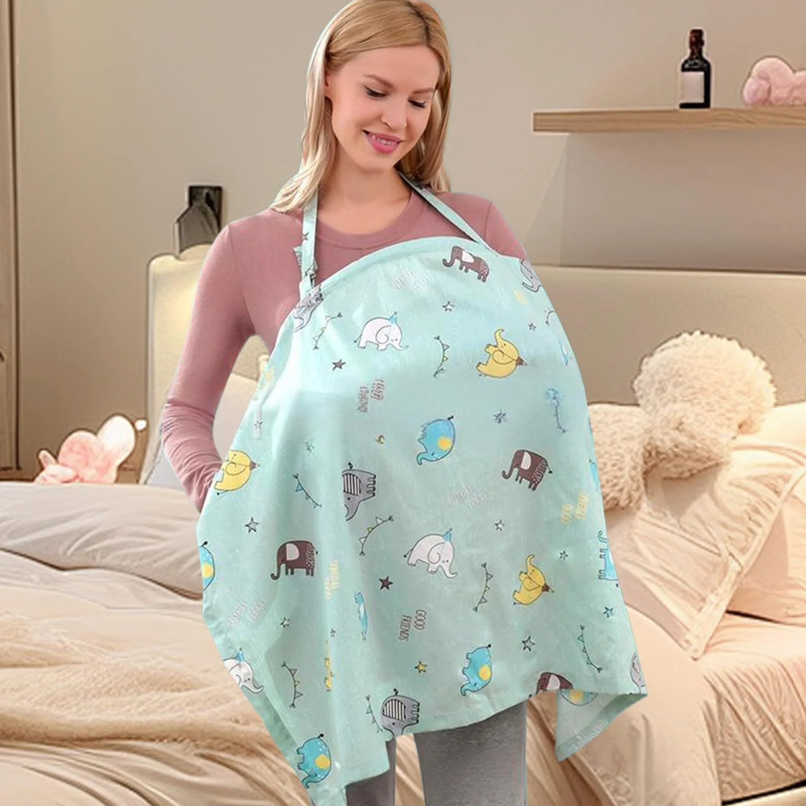 Gentle Nursing Shawl - Comfortable Women’s Breastfeeding Wrap, Hoop Support for Privacy, Lactation Supply Set, Car Seat Accessory