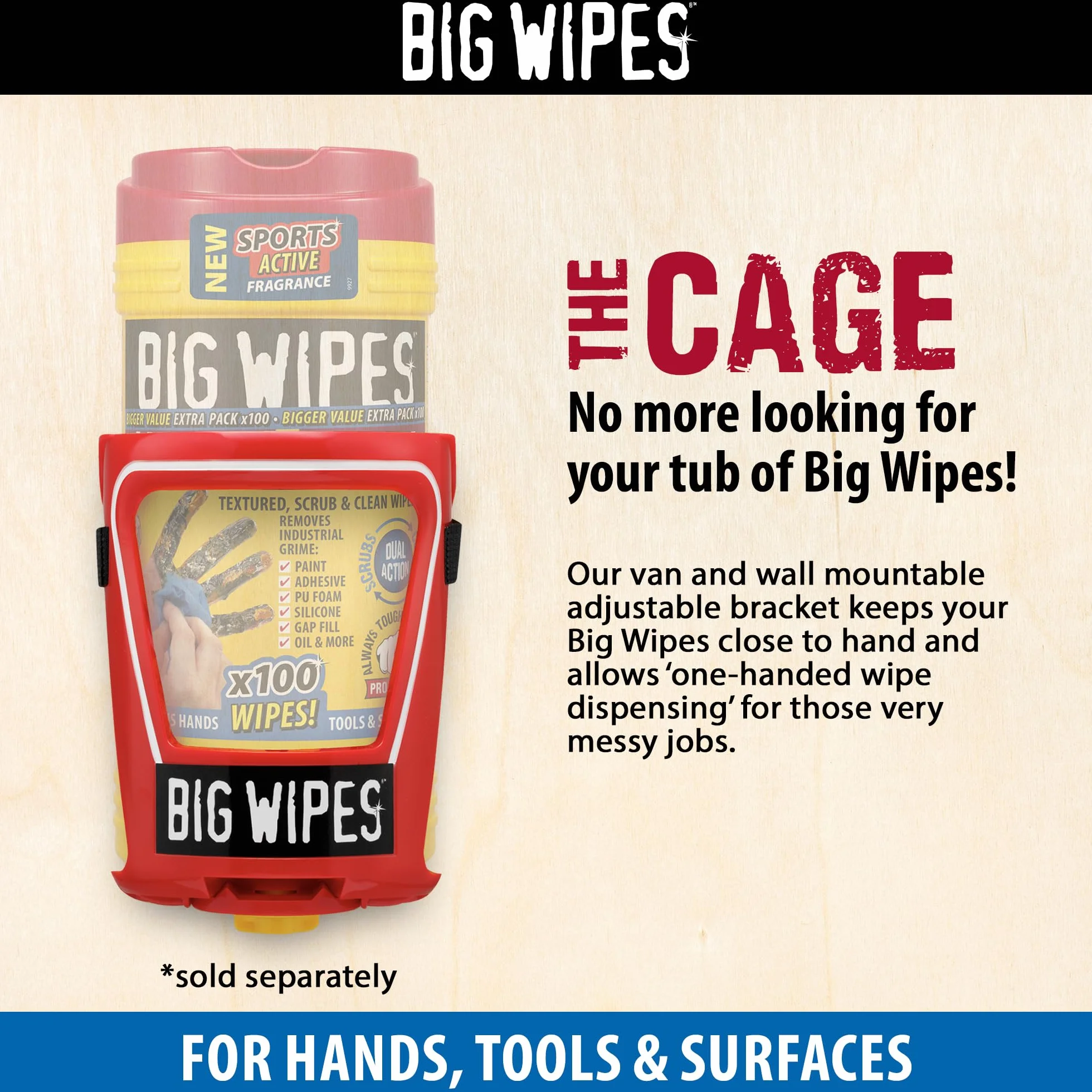 Big Wipes Heavy-Duty ProPlus dwustronne chusteczki do czyszczenia, odporne na działanie przemysłowe, antybakteryjne i trwałe, niebieskie, 80 sztuk