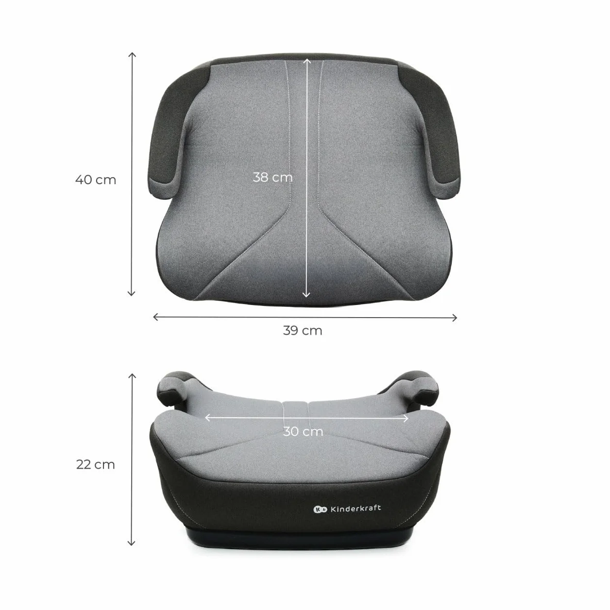 Kinderkraf I-BOOST 2 Siedzisko samochodowe i-Size R129 dla dzieci 125-150 cm Lekkie 1,2 kg Szary