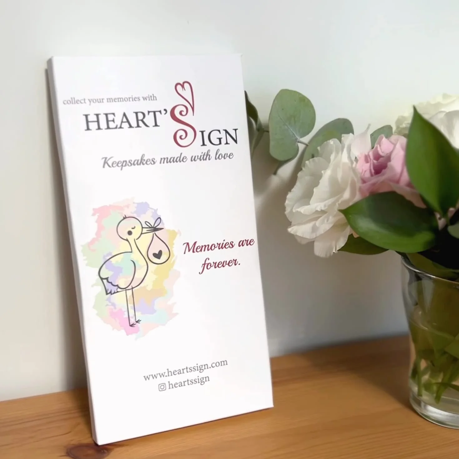 Heart's Sign Ramki do skanowania dla niemowląt – ramki do zdjęć dla niemowląt, prezenty ciążowe dla przyszłej mamy, unikalne prezenty dla dzieci (naturalne drewno)