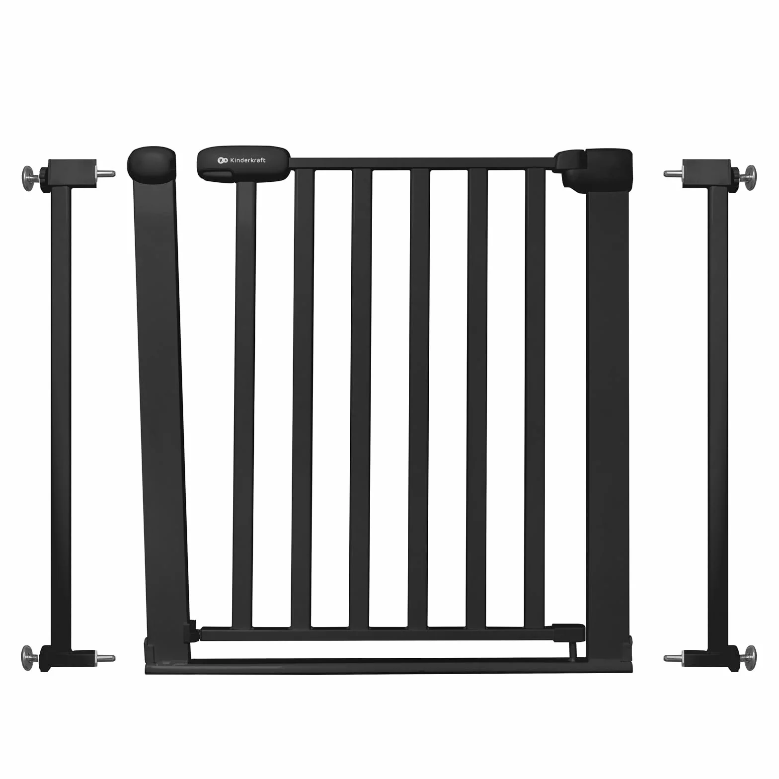 Kinderkraft LOCK&GO, Bramka Zabezpieczająca, Bramka na Schody, Dla Dzieci, otwierana 90 stopni, szeroka, regulowana, 75 do 103 cm, Mechanizm Dociskowy, Czarna