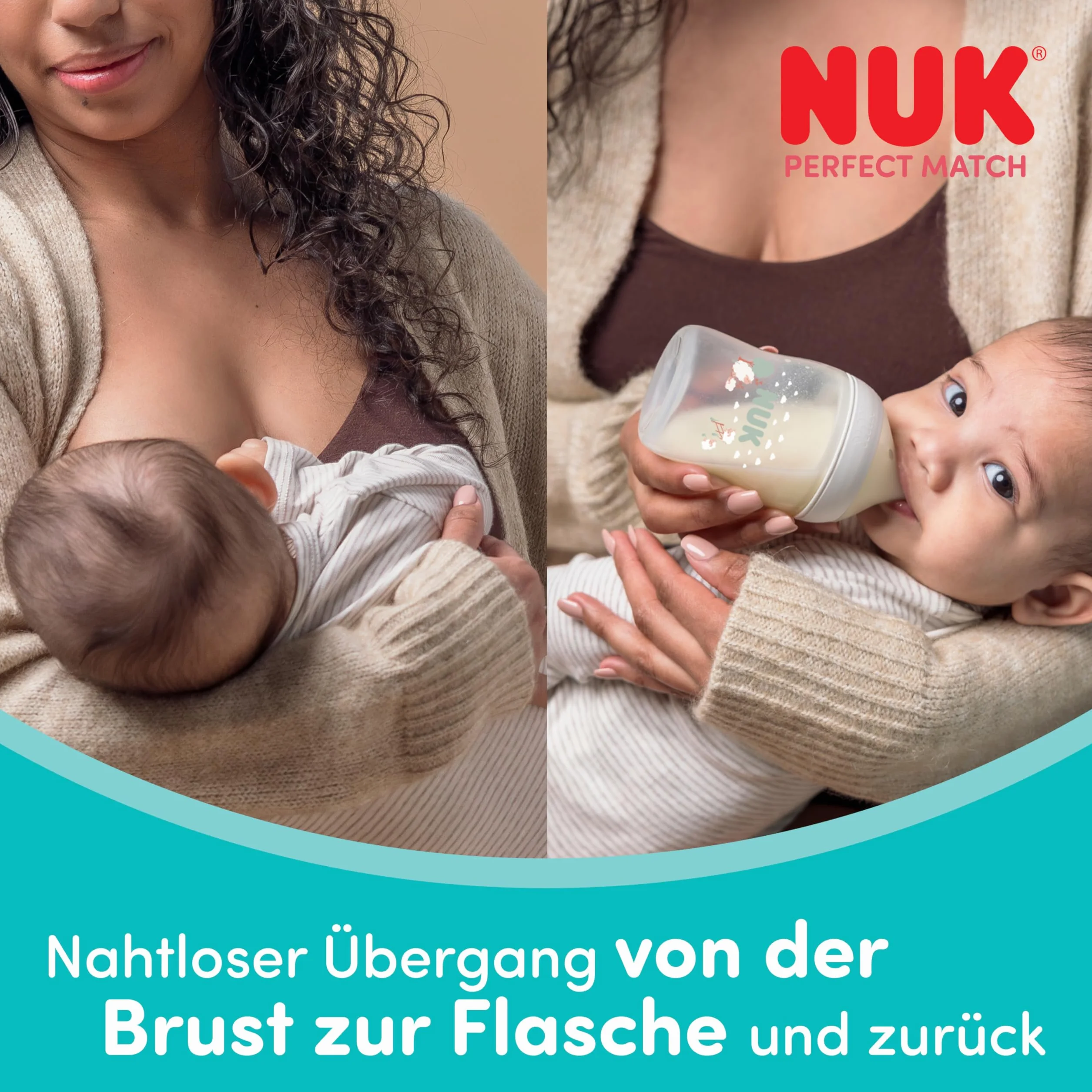 NUK Perfect Match Butelka dla niemowląt | 0+ miesięcy | 150 ml | Butelka przeciwkolkowa | PP | Wskaźnik kontroli temperatury | Hipopotam | 1 sztuka