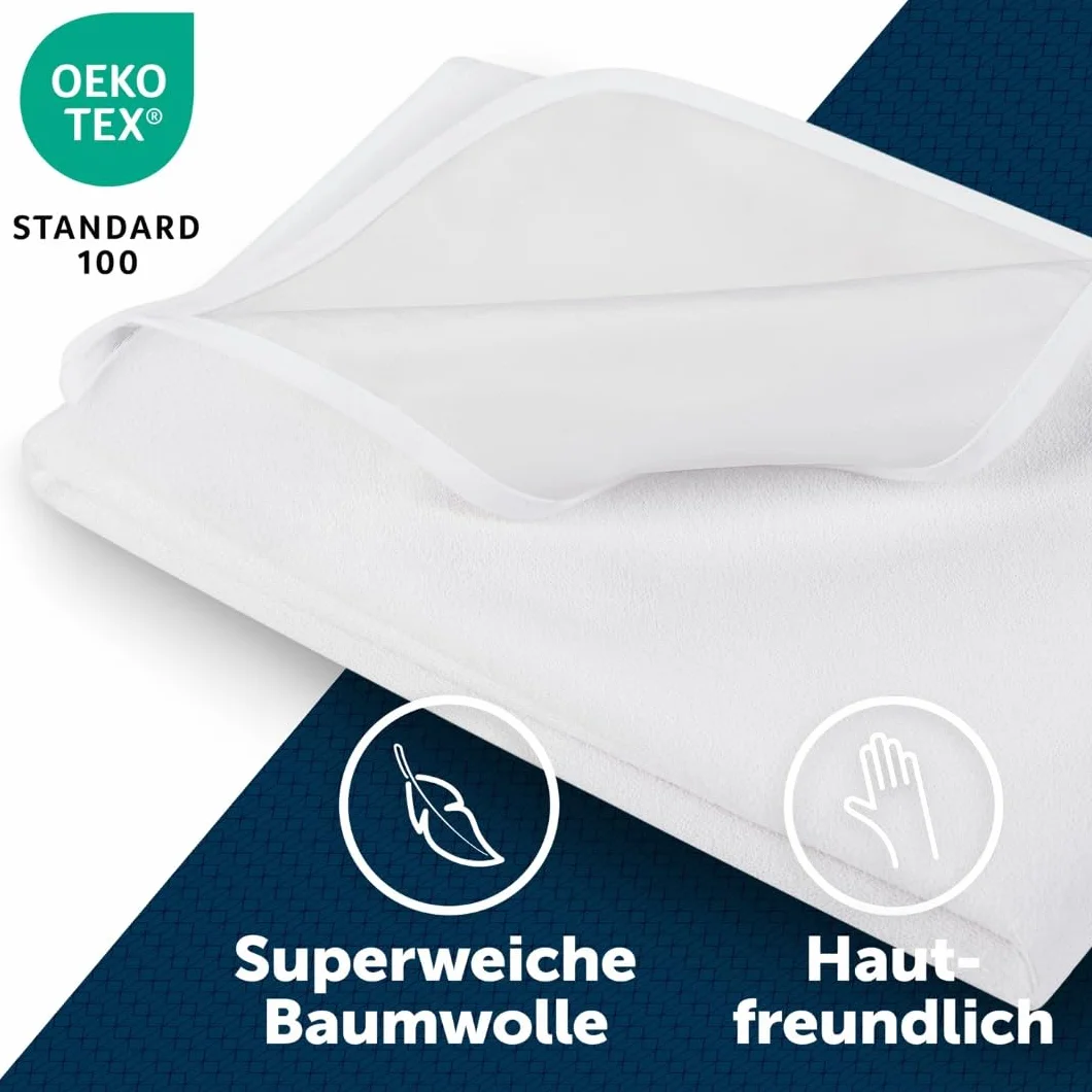 Blumtal Ochraniacz na materac 140 x 200 cm, zestaw 2 szt. – wodoszczelna nakładka na materac 70 x 140 cm z 80% bawełny – certyfikat Oeko-Tex. Podkładka na nietrzymanie moczu nadaje się do prania w