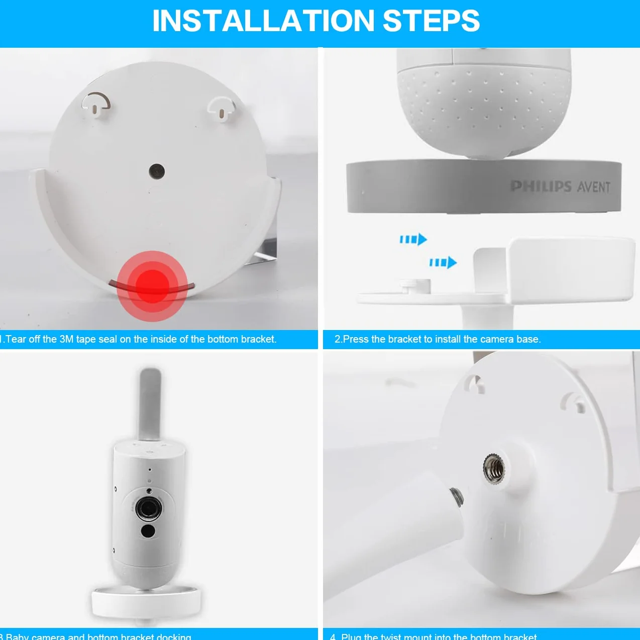 Uchwyt do monitora do elektronicznej niani Philips Avent SCD923/26, elastyczny uchwyt do kamery dla niemowląt SCD643/26, uchwyt do monitoringu video Philips Avent, video Babyphone Camera Mount uchwyt
