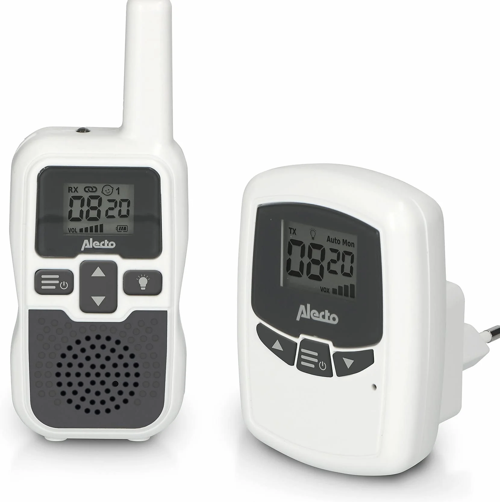 Alecto Baby DBX-80 - elektroniczna niania o zasięgu do 3000 metrów - biała/antracytowa