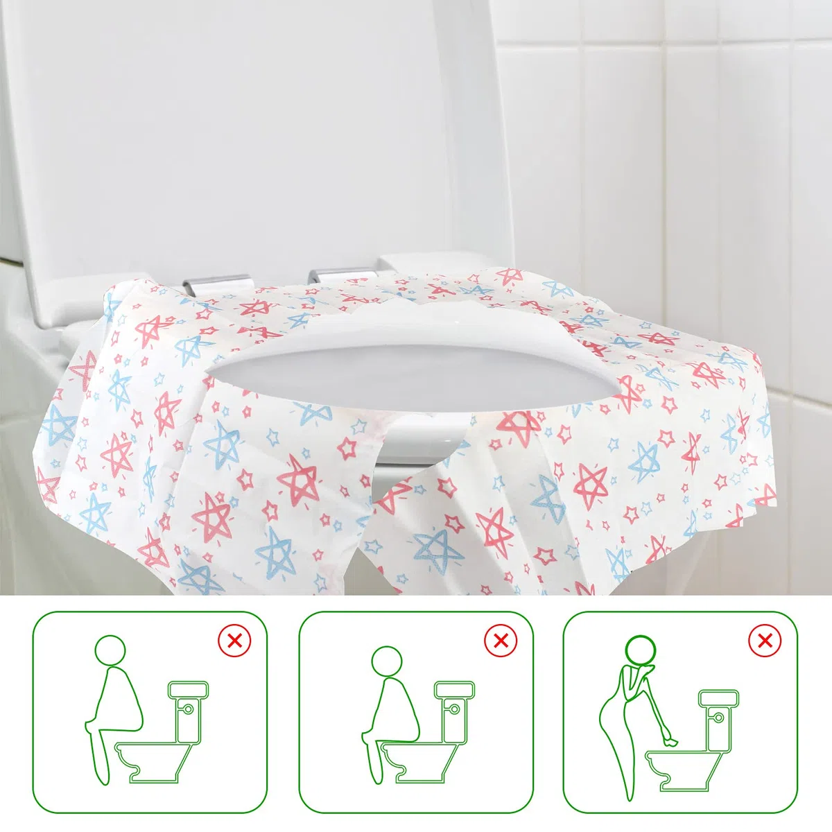 20 sztuk pokrowców na deskę sedesową, rozmiar XL, na deskę sedesową, papier toaletowy, wodoodporny, jednorazowo pakowany