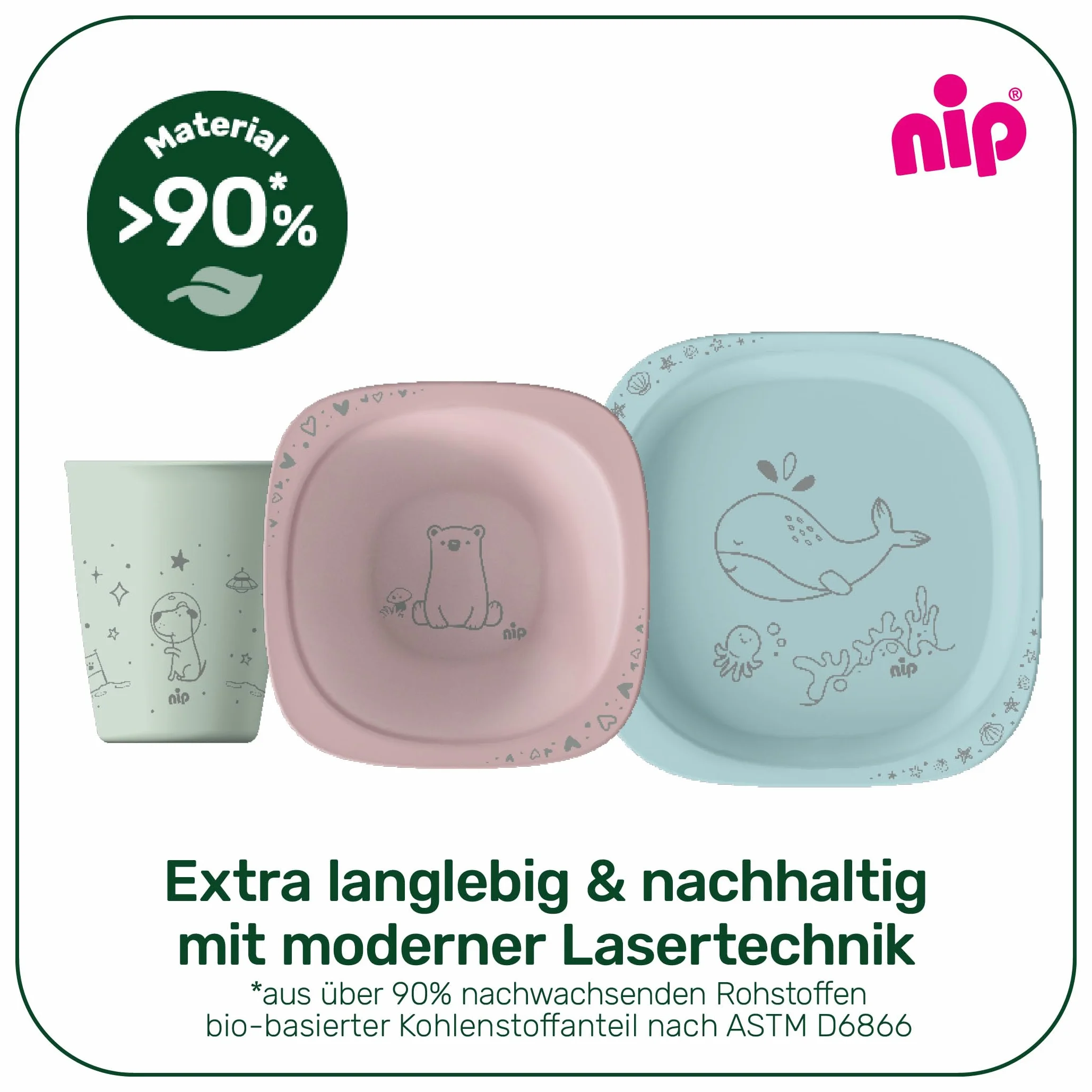 nip Green ekologiczne naczynie dla niemowląt od 4 miesięcy, odporne na pękanie, nadaje się do kuchenki mikrofalowej i mycia w zmywarce, idealna na początek posiłków, bez BPA, bez melaminy, trwała,
