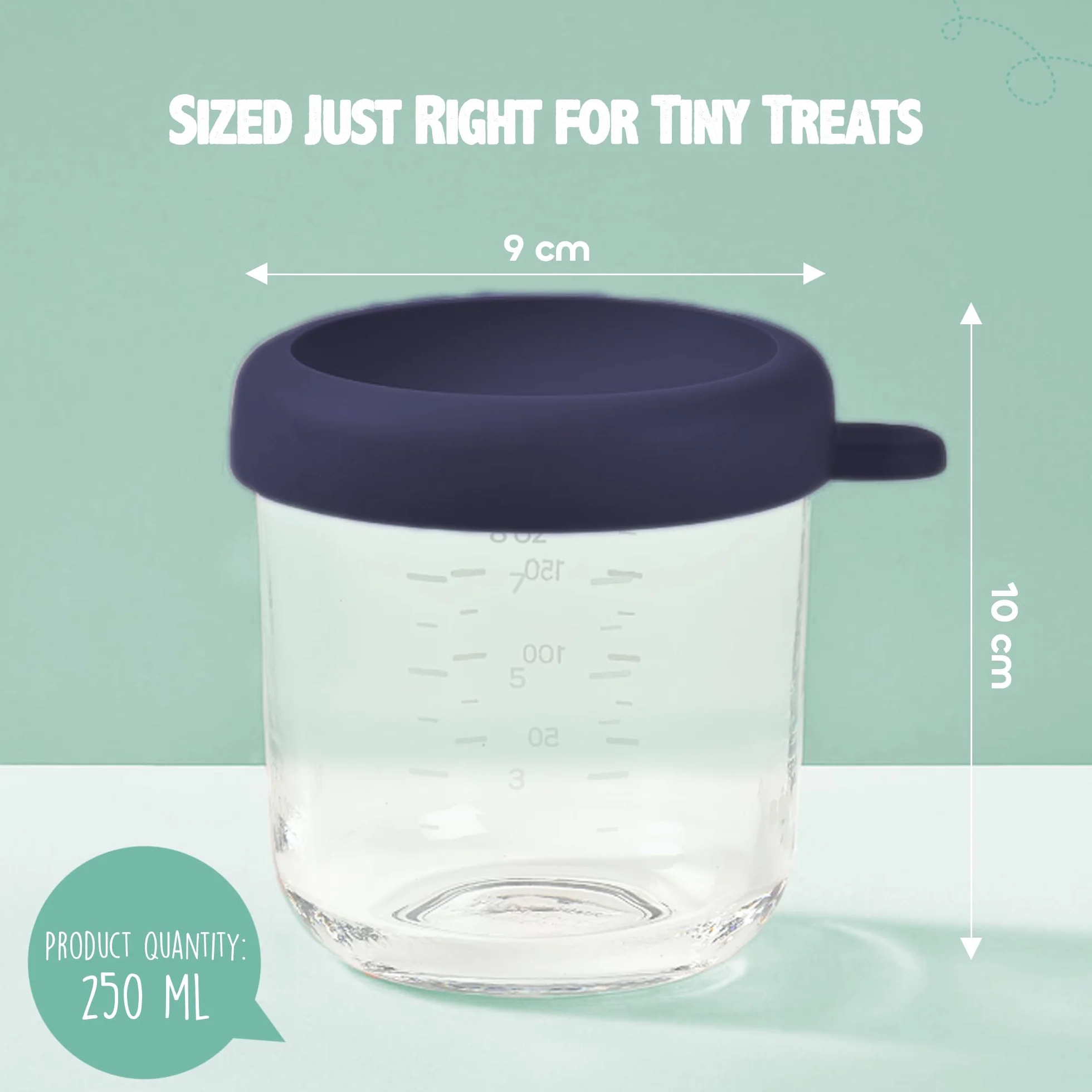 BÉABA Zestaw 4 szklanek do przechowywania posiłków dla niemowląt 250 ml, szkło odporne na ciepło i zimno