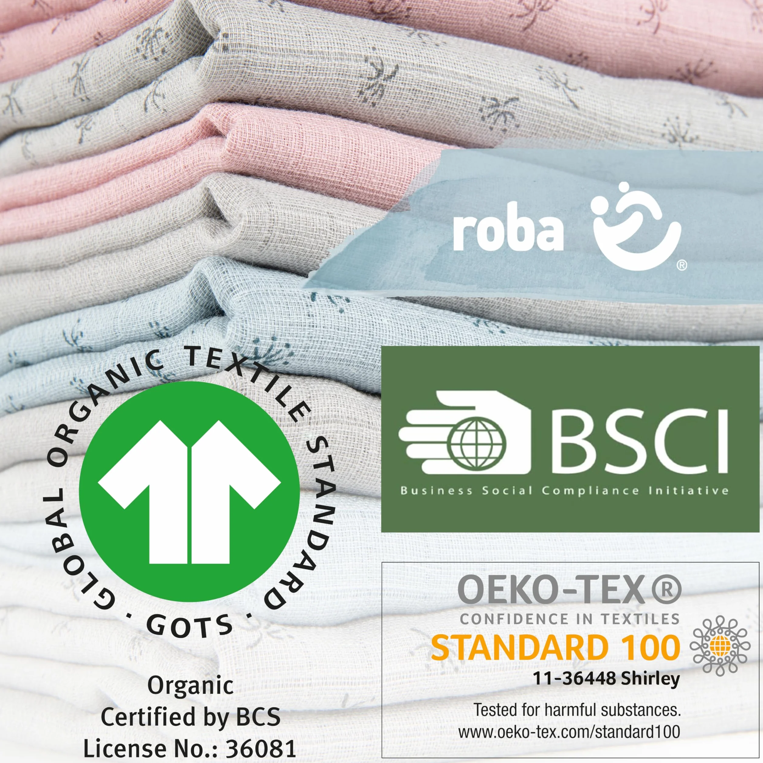 roba organic Zestaw 3 pieluch Lil Planet - 80 x 80 cm - Musselin - Pieluchy tekstylne z bawełny organicznej - certyfikaty GOTS i Oeko-Tex 100 - Frosty Green