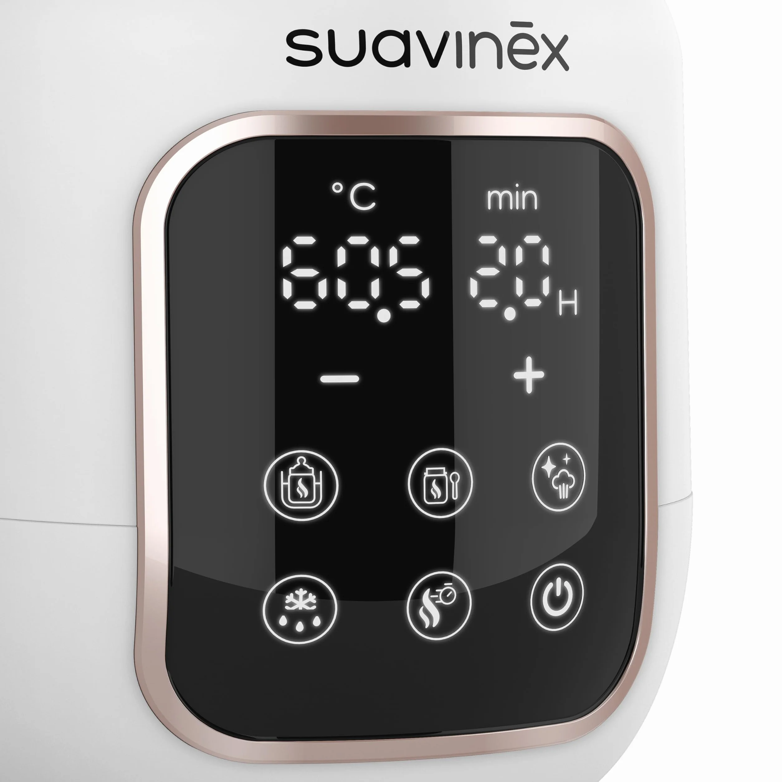 Suavinex, Podgrzewacz do butelek i sterylizator 2 w 1, sterylizuj butelki i smoczki, podgrzej i rozmrażaj butelki, mleko matki i potitos z trybem szybkiego i automatycznego wyłączania, łatwy w użyciu
