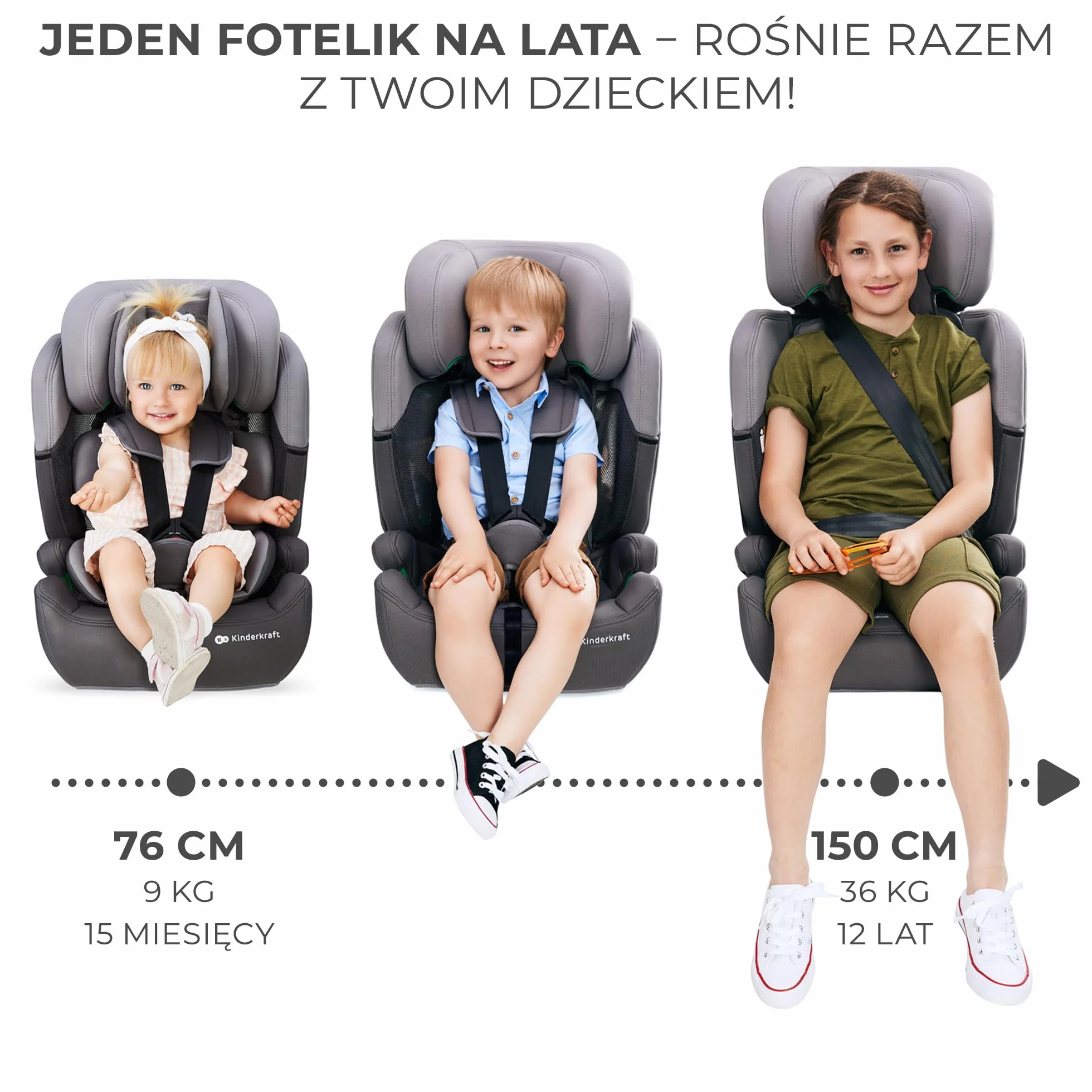 Kinderkraft COMFORT UP Fotelik samochodowy i-Size, Regulowany zagłówek, Poddany testom zderzeniowym, Systemy bezpieczeństwa, Wkładka dla najmłodszych, Norma R129, Grupa ECE I/II/III 9-36 kg, Różowy