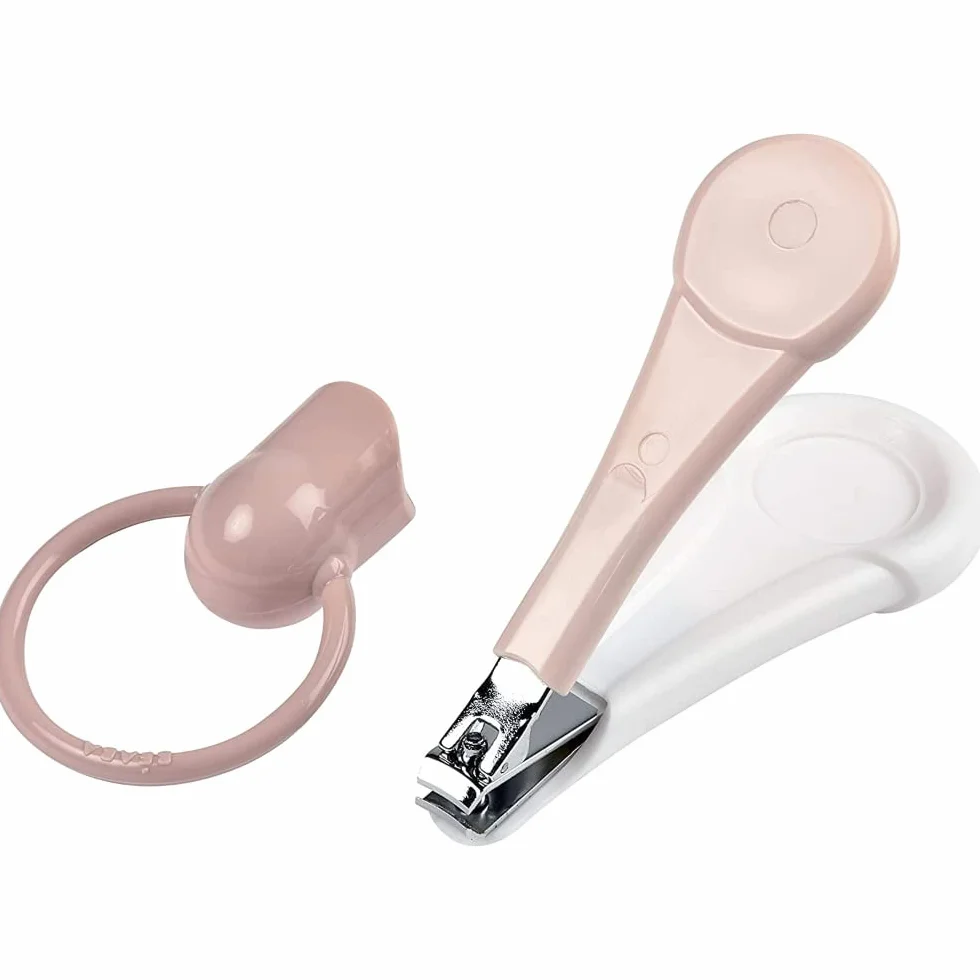 BÉABA - Obcinacz do paznokci dla niemowląt i dzieci – pielęgnacja paznokci i manicure – szeroki i ergonomiczny uchwyt – różowy