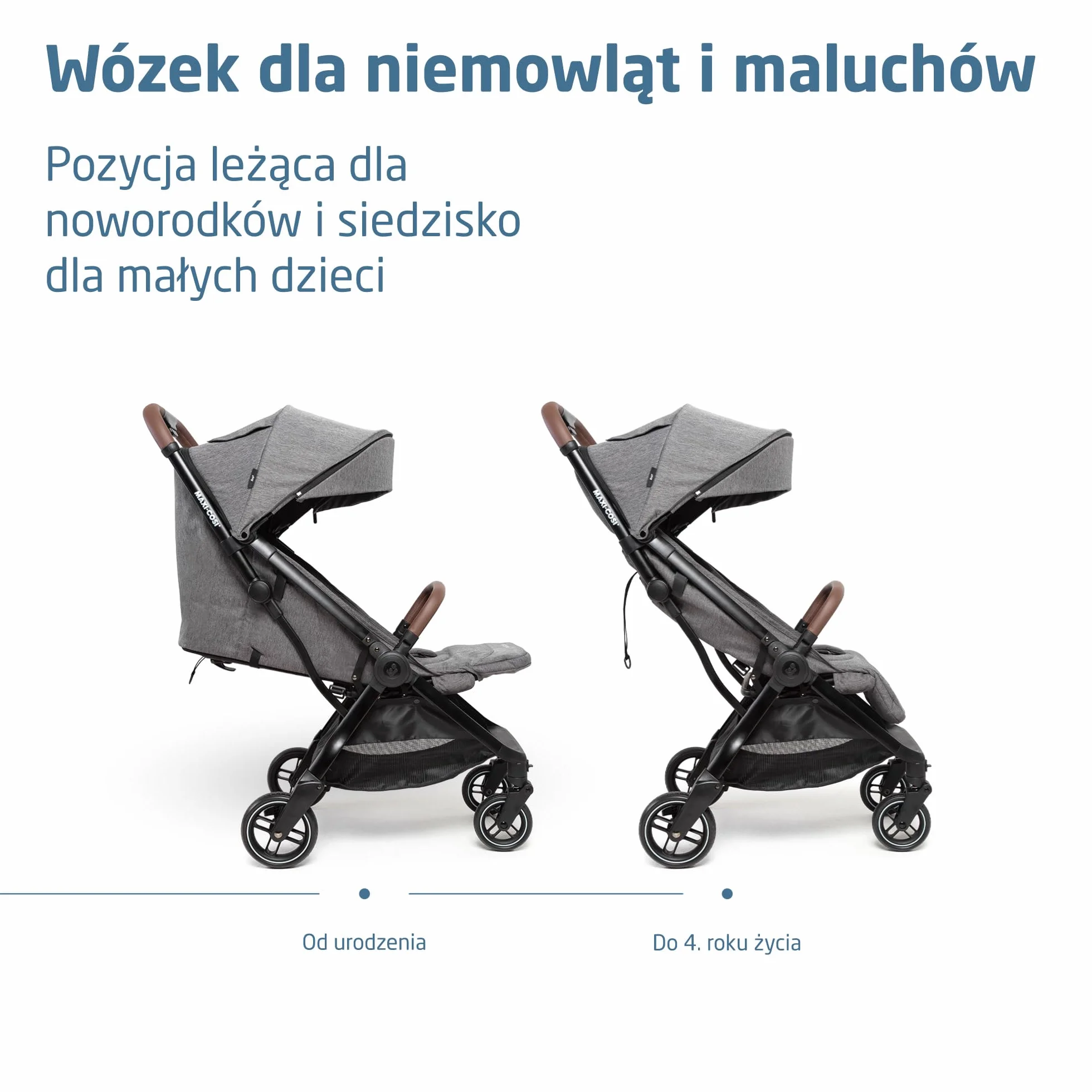 Maxi-Cosi Eva3 Wózek 0-4 Lat 0-22 Kg Lekki Kompaktowy Rozkładanie Leżącej Select Grey