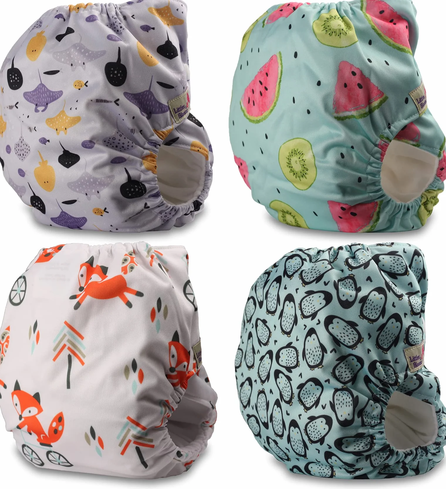 Littles and Bloomz Baby pieluszka wielokrotnego użytku kieszonkowa pieluszka pielucha, standardowy haczyk, 4 pieluchy, FLV2-0403