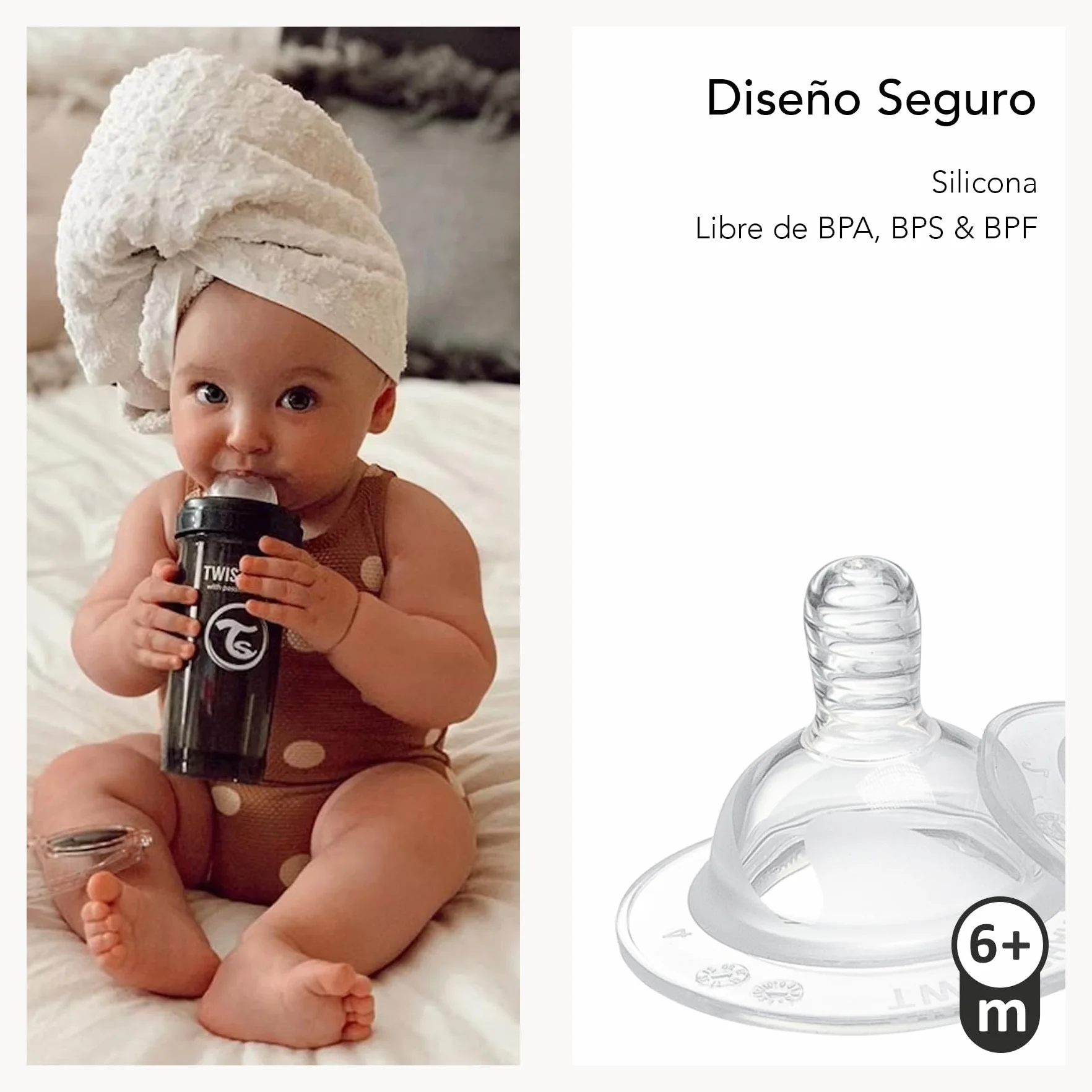 Twistshake Baby Smoczki Antykolkowe - Zestaw 2 (6 Miesięcy+) | Smoczki do Butelek dla Niemowląt o Strukturze Przypominającej Pierś | Miękki Silikonowy Smoczek dla Niemowląt | Bez BPA | Przezroczysty