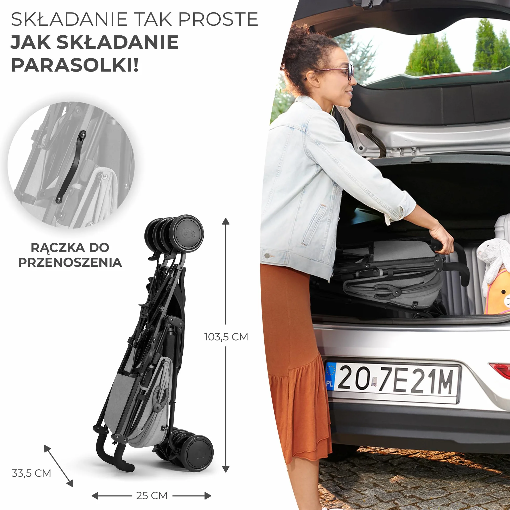 kk Kinderkraft Lekka spacerówka SIESTA, Wózek parasolka, Regulacja oparcie do pozycji leżącej, Powiększana budka, Szybkie i łatwe składanie do kompaktowych rozmiarów, aż do 22 kg, Szary