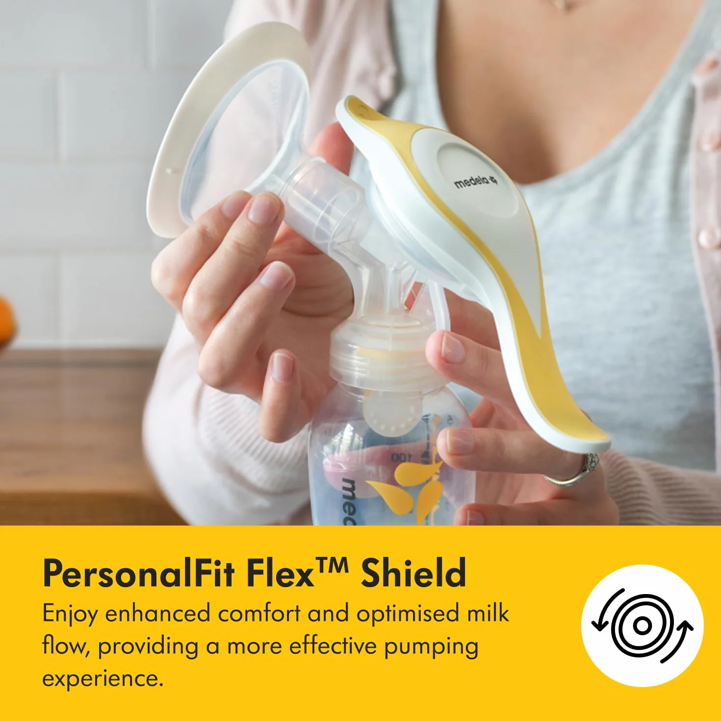 Medela Harmony Manual Breast Pump - Compact Swiss design featuring PersonalFit Flex shields and Medela 2-Phase Expression technology