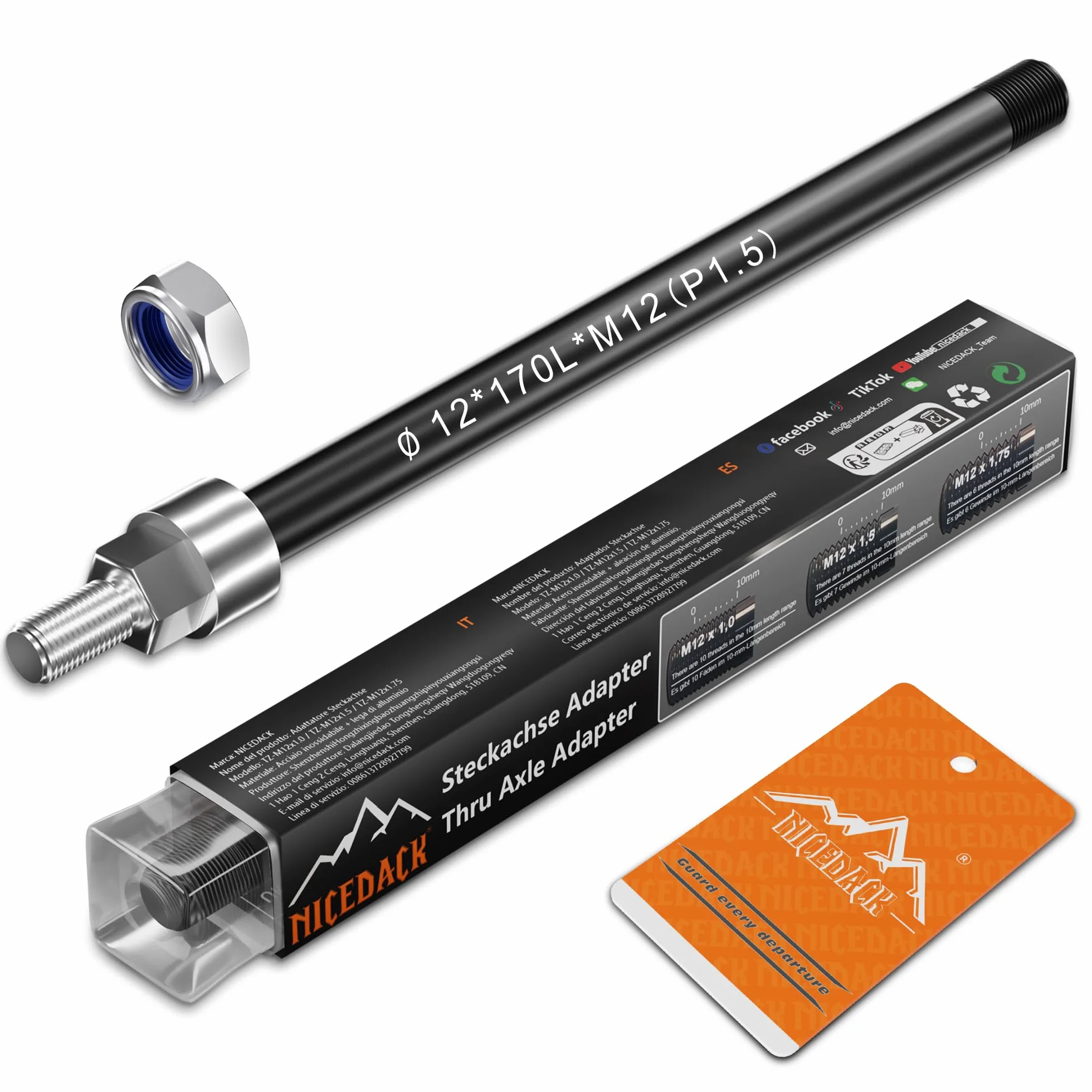 Oś wtykowa M12 x 1,5-170 mm z adapterem do przyczepki rowerowej