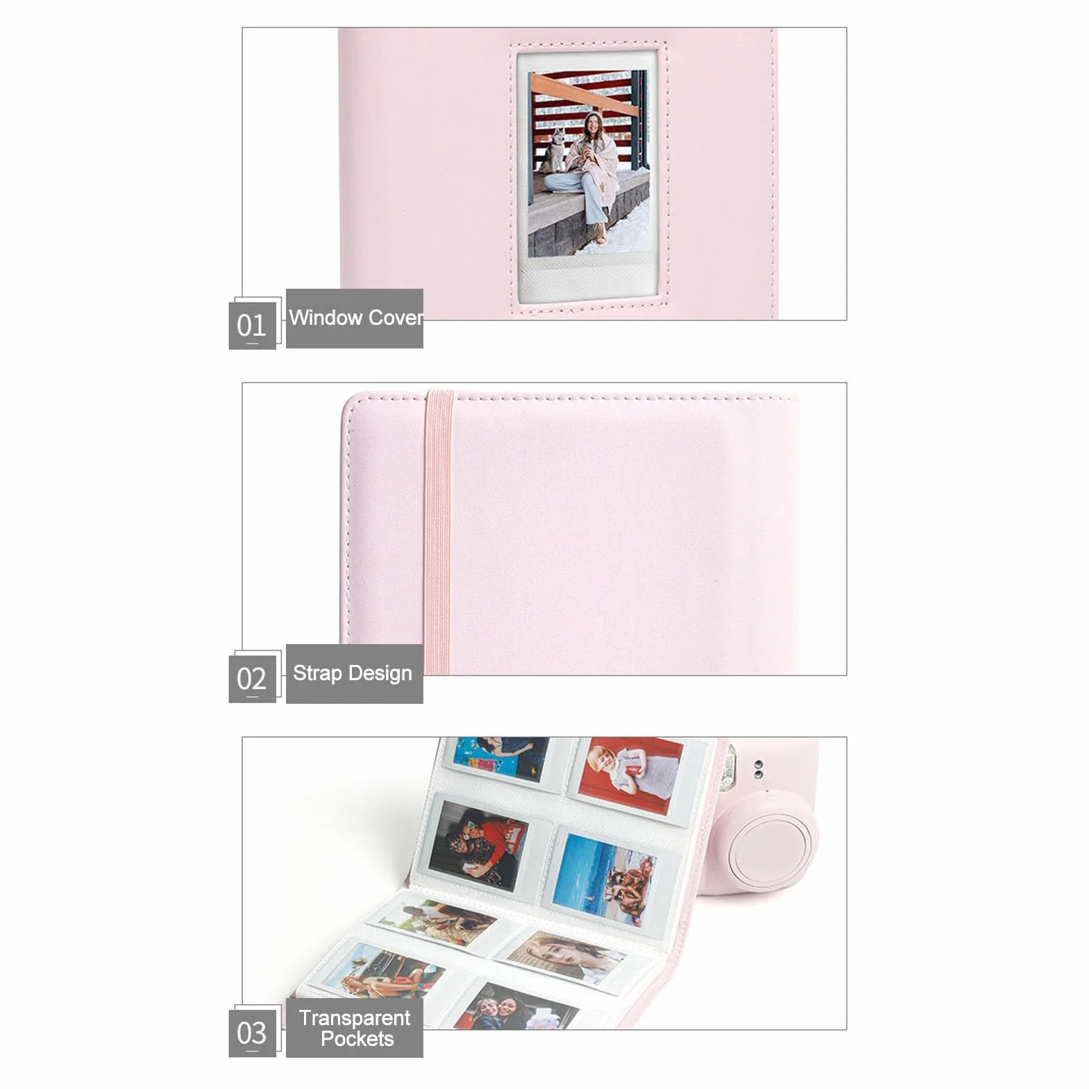 Album na 288 zdjęć do Aparatu Mini, Skórzana Okładka, Książka Albumu na Zdjęcia 2x3 do Aparatu Mini 11 12 9 do Aparatu Natychmiastowego, do Filmu Natychmiastowego