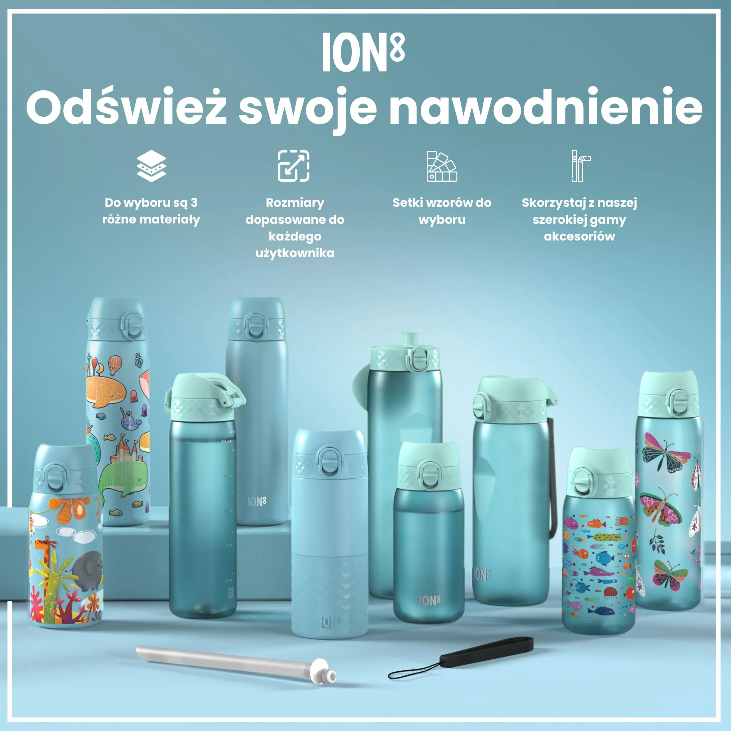 ION8 Butelka dla Dzieci 350 ml Szczelna Bez BPA Mycie w Zmywarce