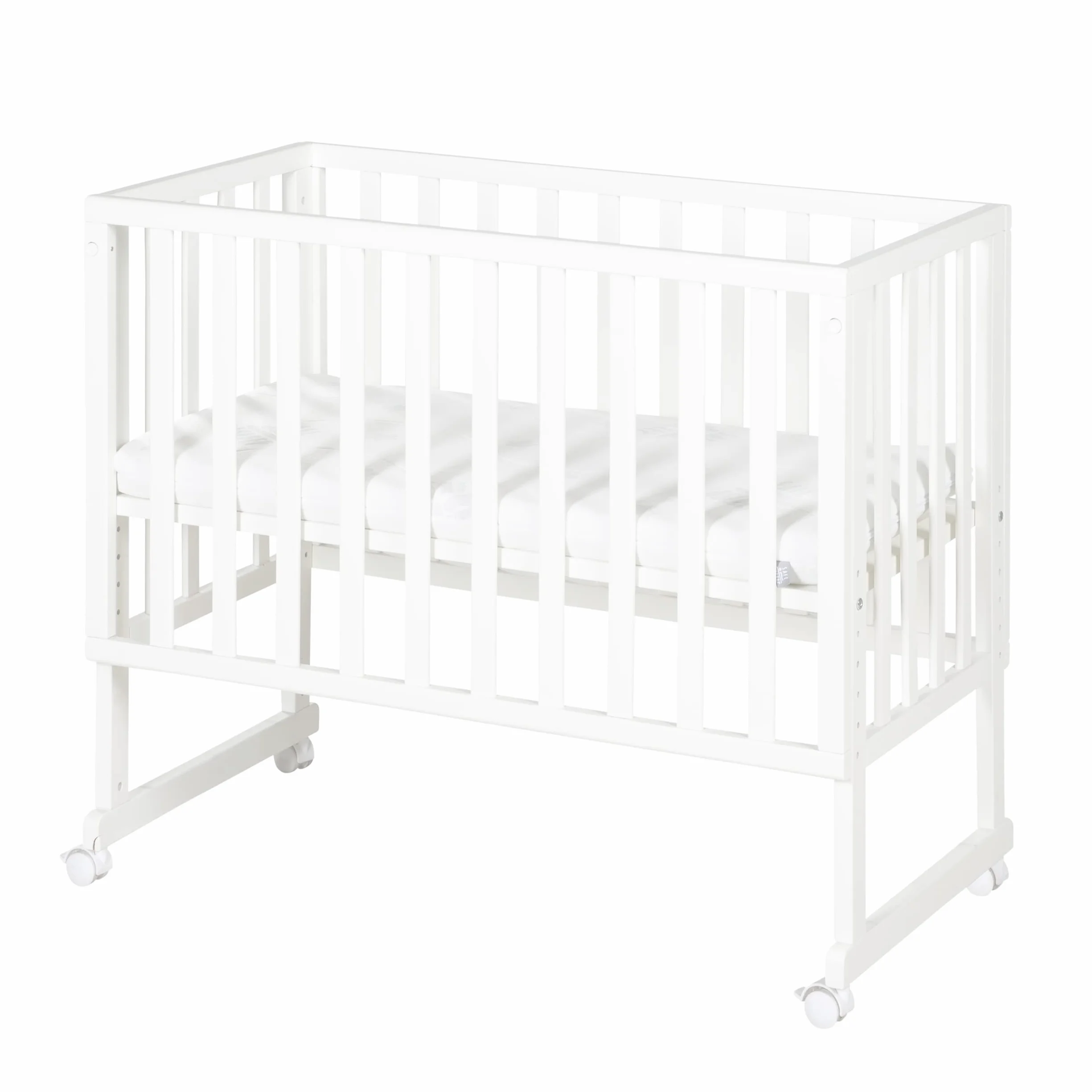 roba Łóżeczko pokojowe i przyścienna kołyska safe asleep 3 w 1-45 x 90 cm - Regulowana wysokość - Zestaw łóżeczka dla niemowląt - Drewno w kolorze białym
