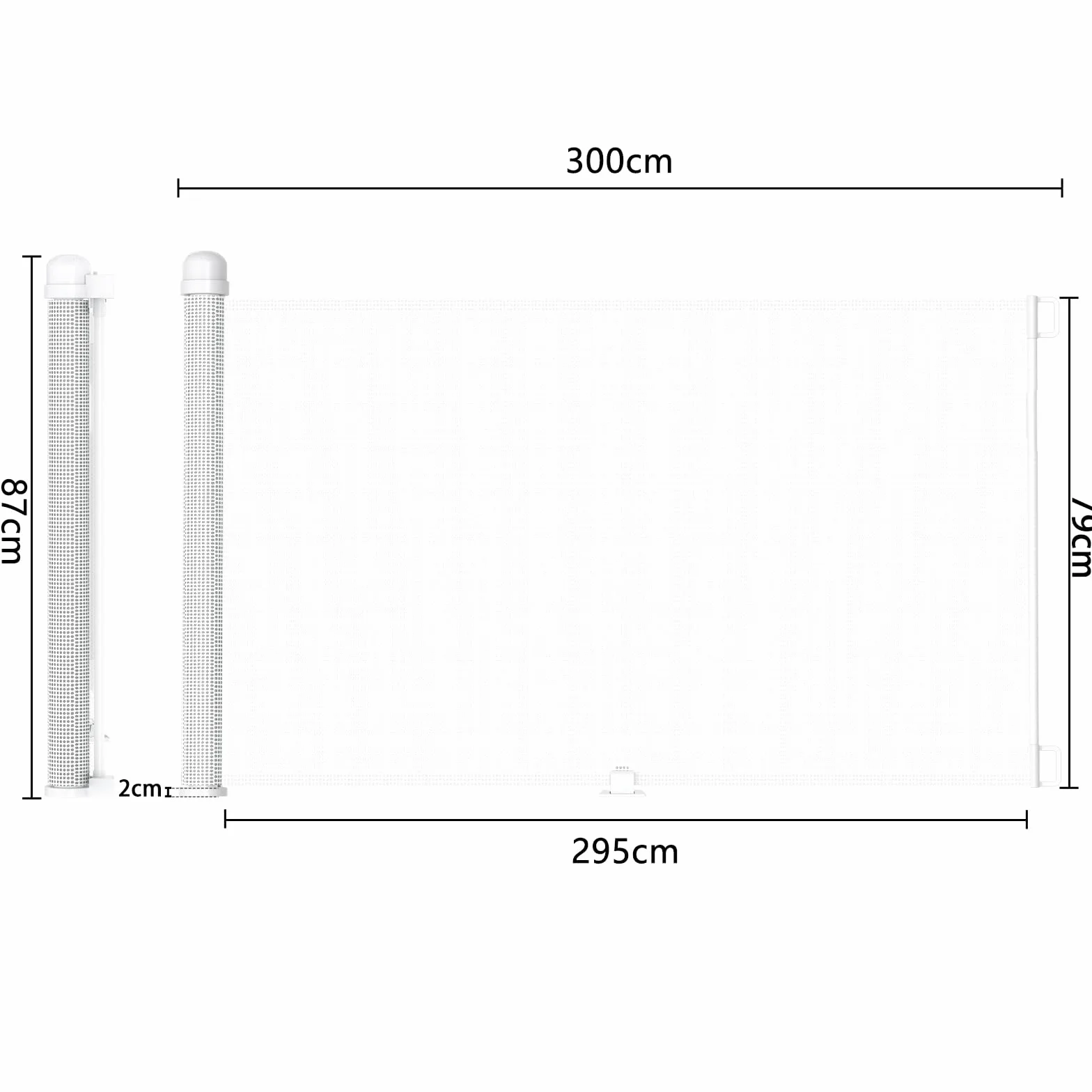 UISEBRT Kratka ochronna na drzwi schody rolowana wysuwana 0-300 cm biała