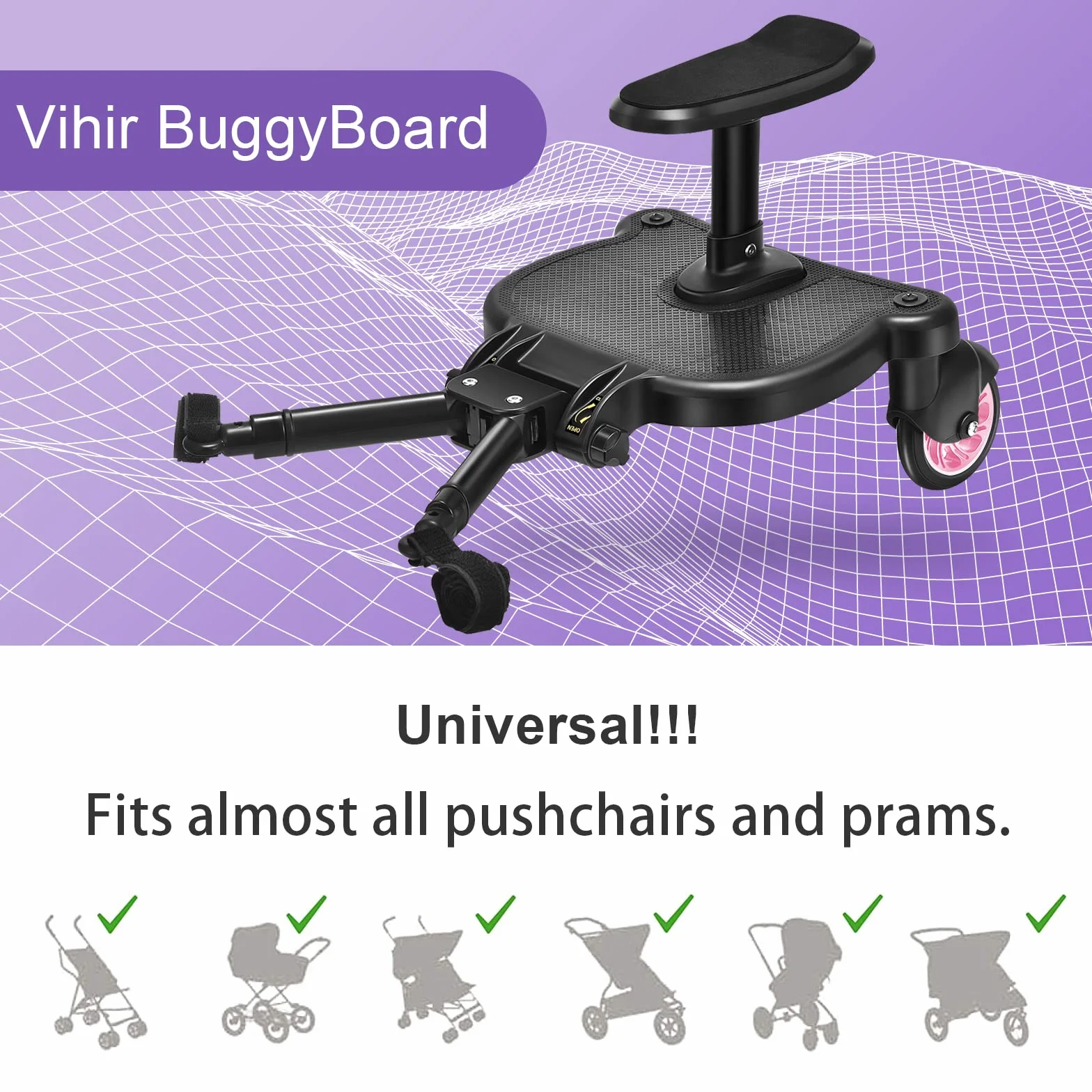 Vihir Kiddy Board uniwersalna deska do wchodzenia do wózków dziecięcych 55 funtów