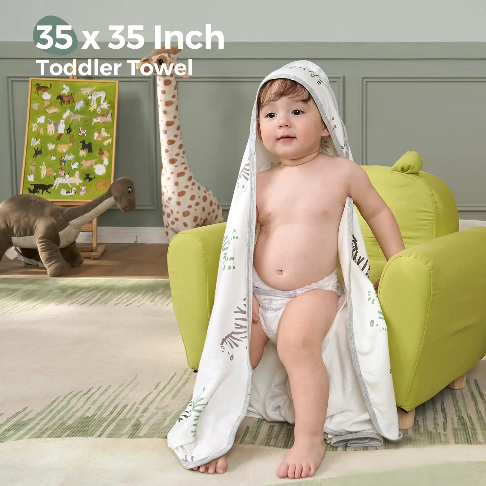 momcozy Ręcznik kąpielowy z kapturem dla niemowląt, zestaw 2 szt., ręcznik kąpielowy z kapturem i bawełnianym materiałem frotte, duży 90 x 90 cm, zestaw ręczników kąpielowych dla chłopców