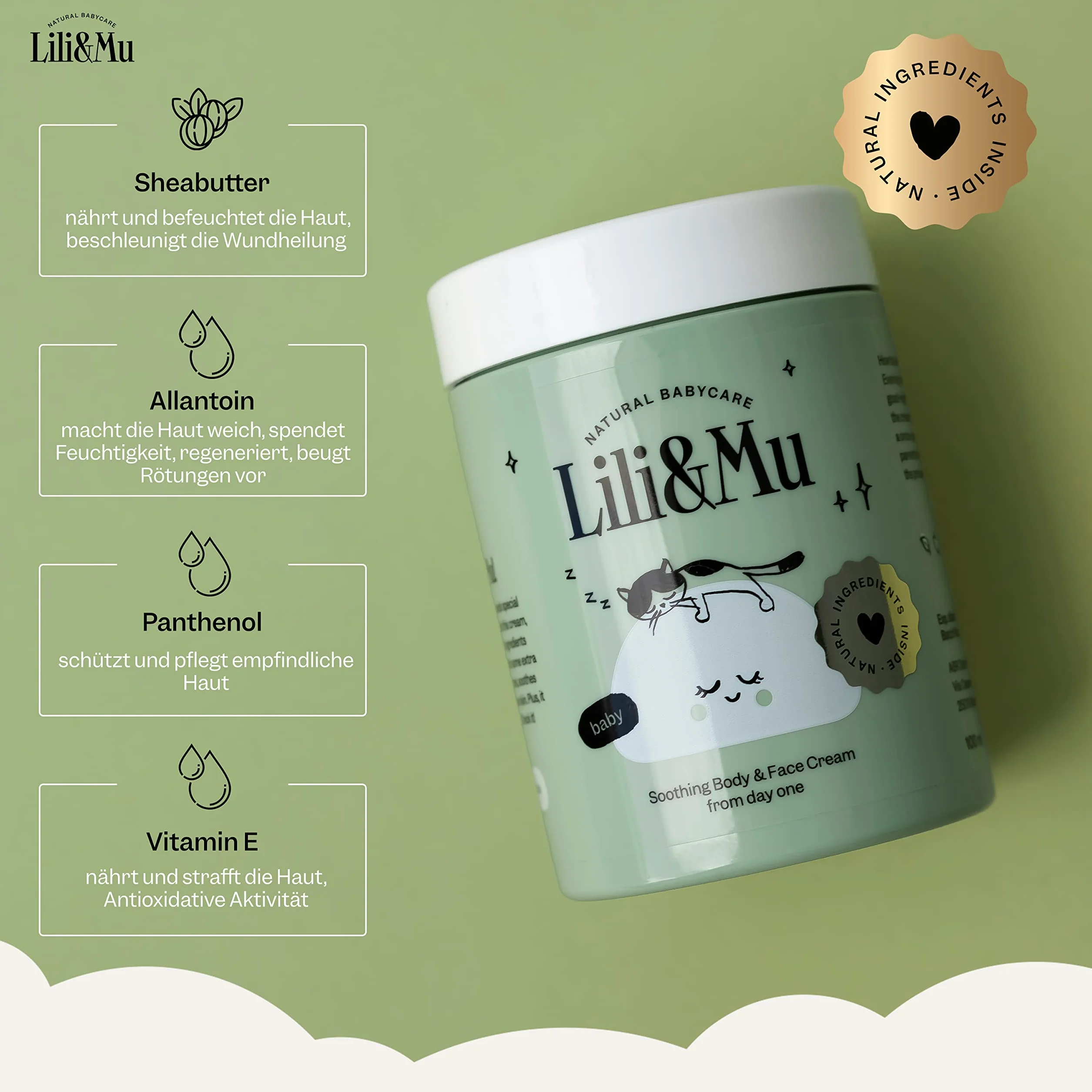 Lili&Mu Baby Krem nawilżający do twarzy i ciała 100 ml z masłem shea i ekstraktem z kwiatów nagietka