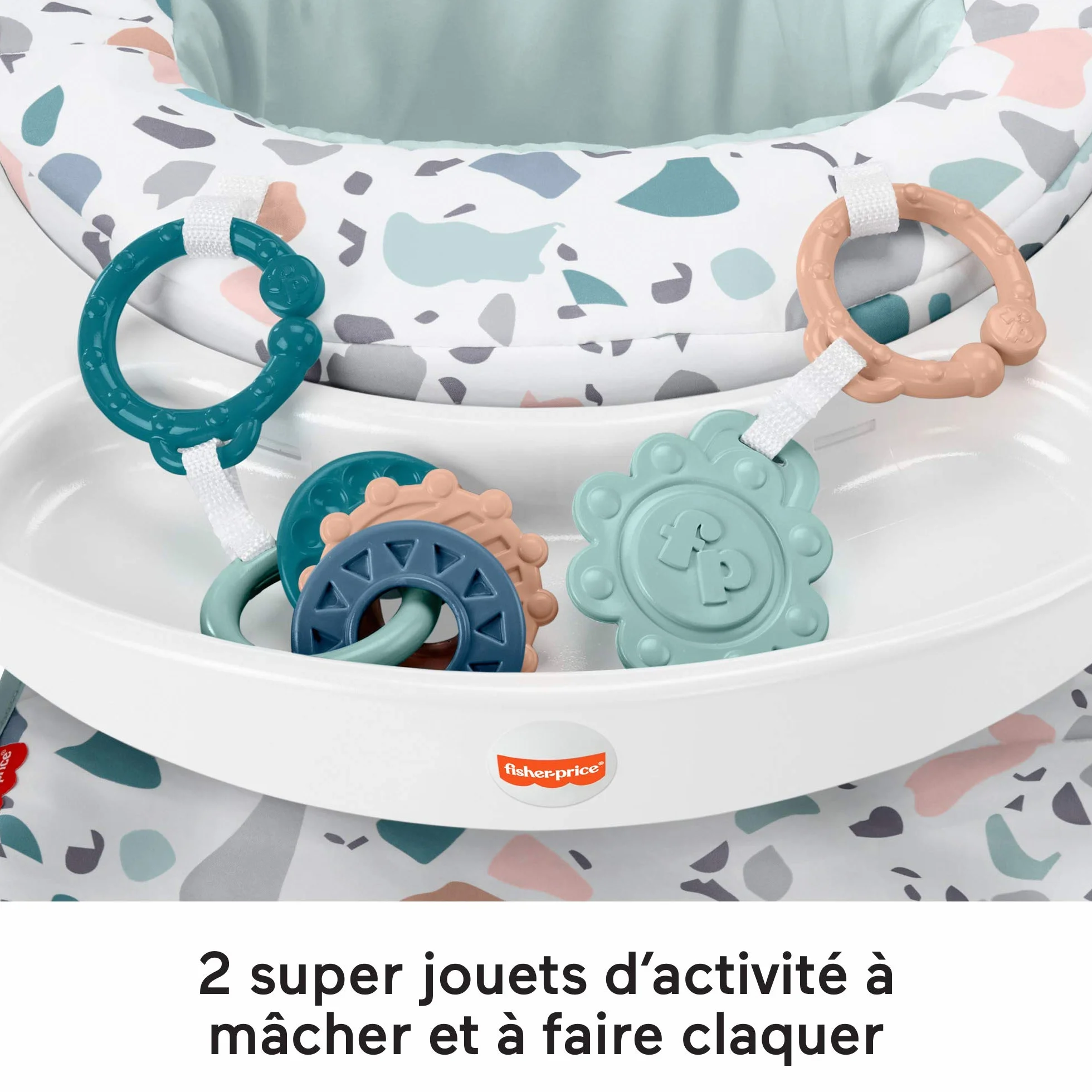 Fisher-Price Portable Baby Chair with Tray and 2 Baby Toys, Sit-Me-Up Floor Seat, Pacific Pebble