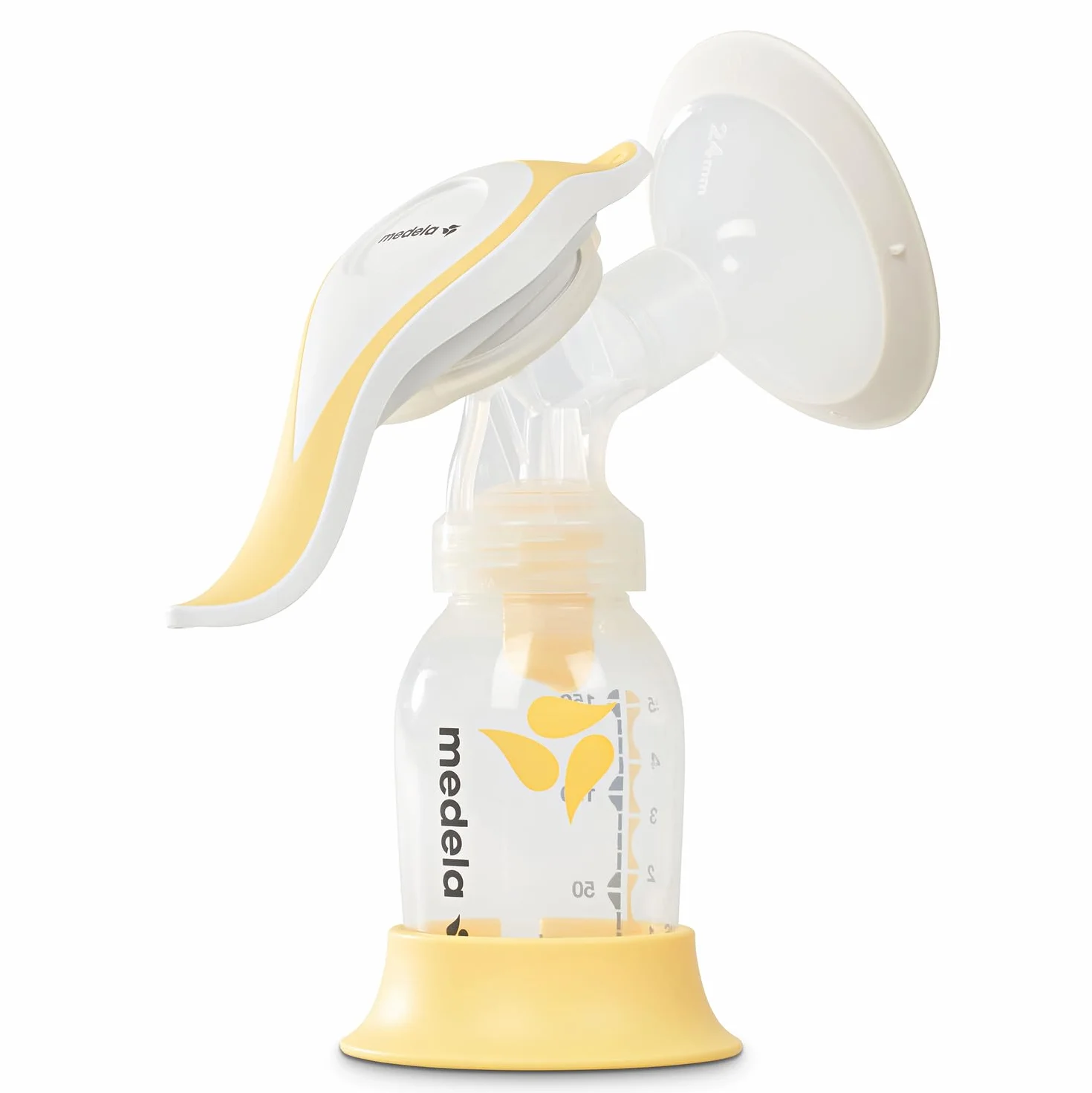 Medela Harmony Manual Breast Pump - Compact Swiss design featuring PersonalFit Flex shields and Medela 2-Phase Expression technology