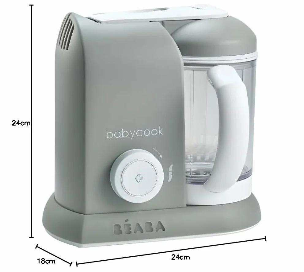 BÉABA Babycook Solo 4 w 1 parowar do przygotowywania posiłków dla niemowląt, stal nierdzewna, szary