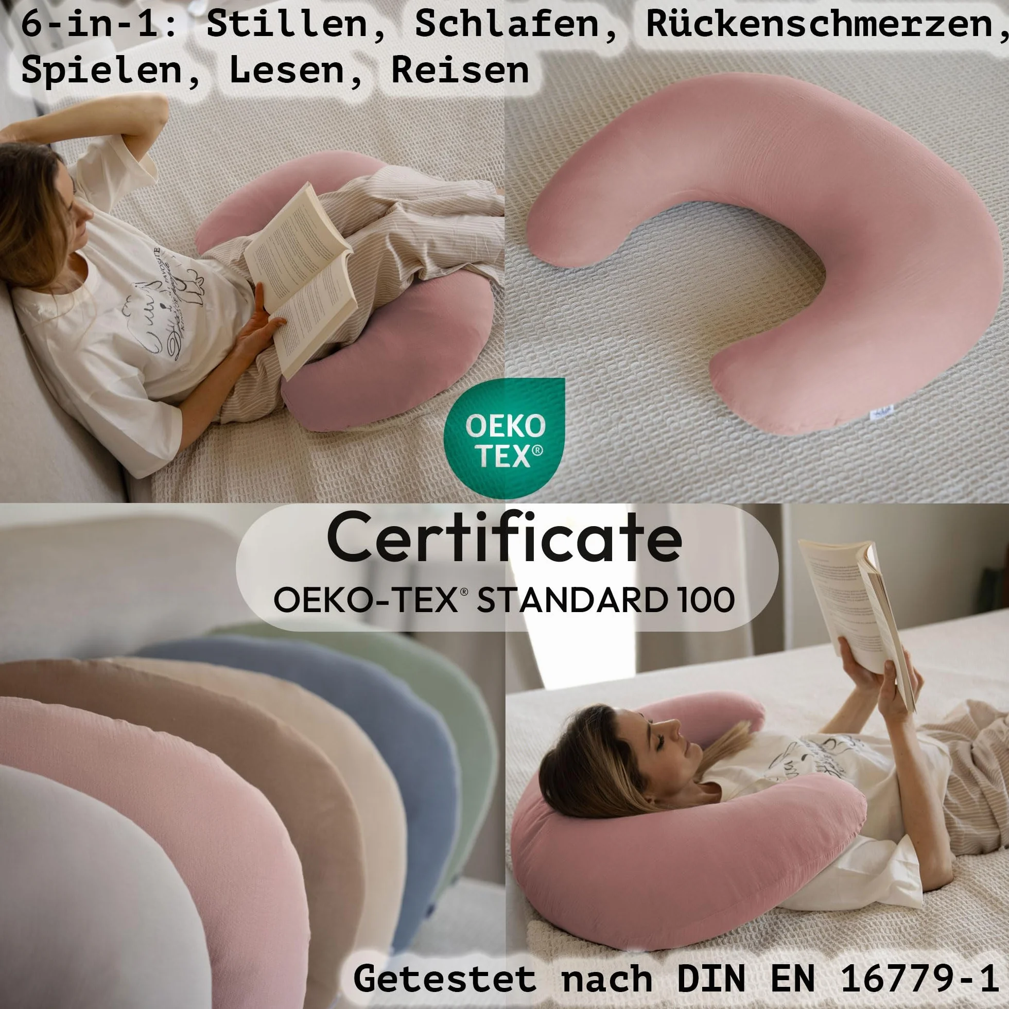 PaLulli® Muślinowa poduszka do karmienia piersią ze 100% bawełny muślinowej – poduszka do karmienia dla niemowląt, poduszka do karmienia dla niemowląt, oddychająca i nadająca się do prania, różowa