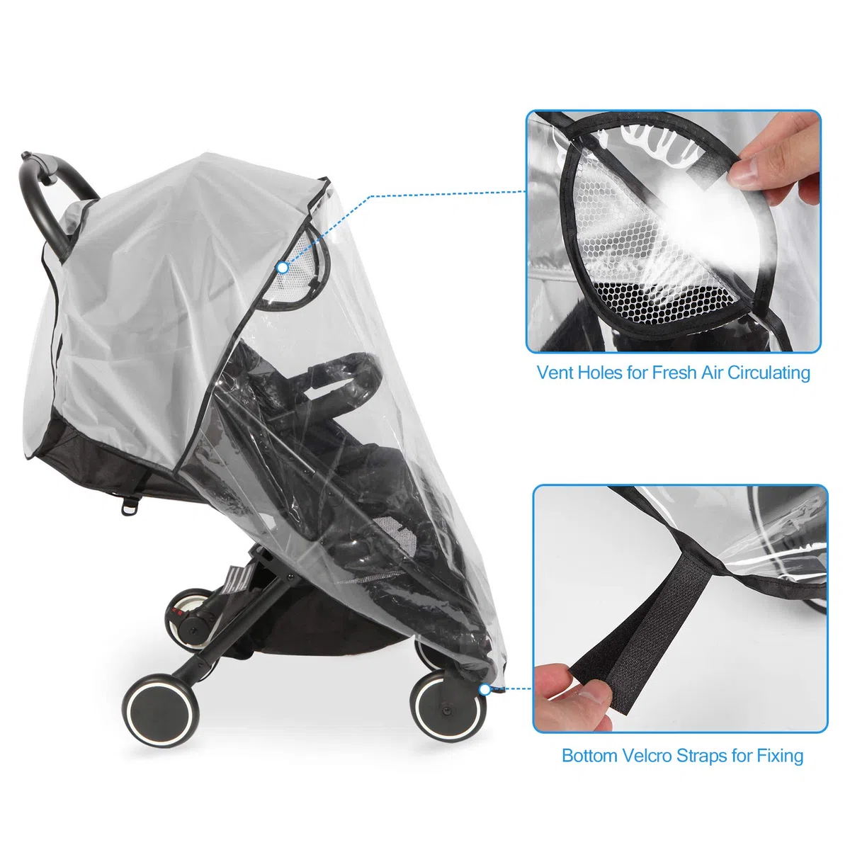 Universal Rain Cover for Pushchair,Pram Rain Cover,Rain Cover for Pram,Travel Weather Shield for Windproof, Waterproof, Protect from Sun Dust Snow