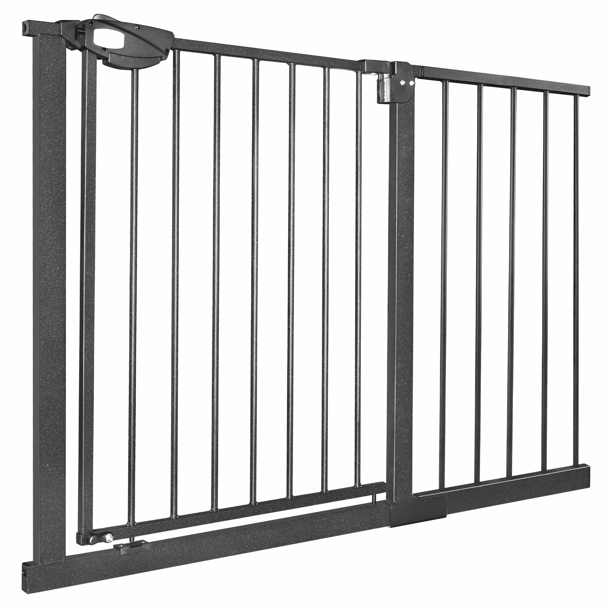 UISEBRT Kratka ochronna na schody, bez wiercenia, kratka ochronna na drzwi dla dzieci, 105-115 cm szerokości, samozamykająca, metalowa kratka otwierana jedną ręką, czarna
